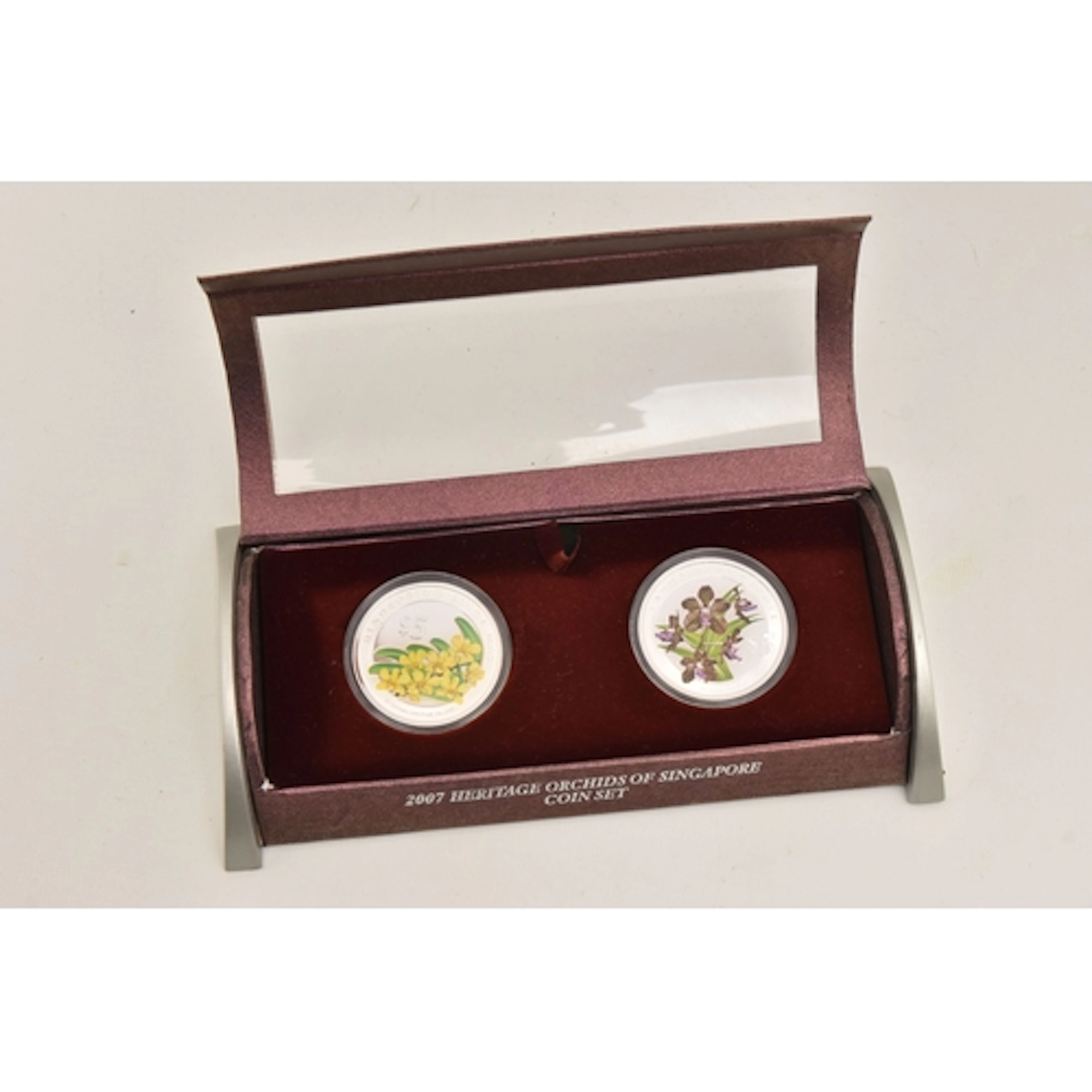 2007 HERITAGE ORCHIDS OF SINGAPORE $5 SILVER PROOF COIN SET,...