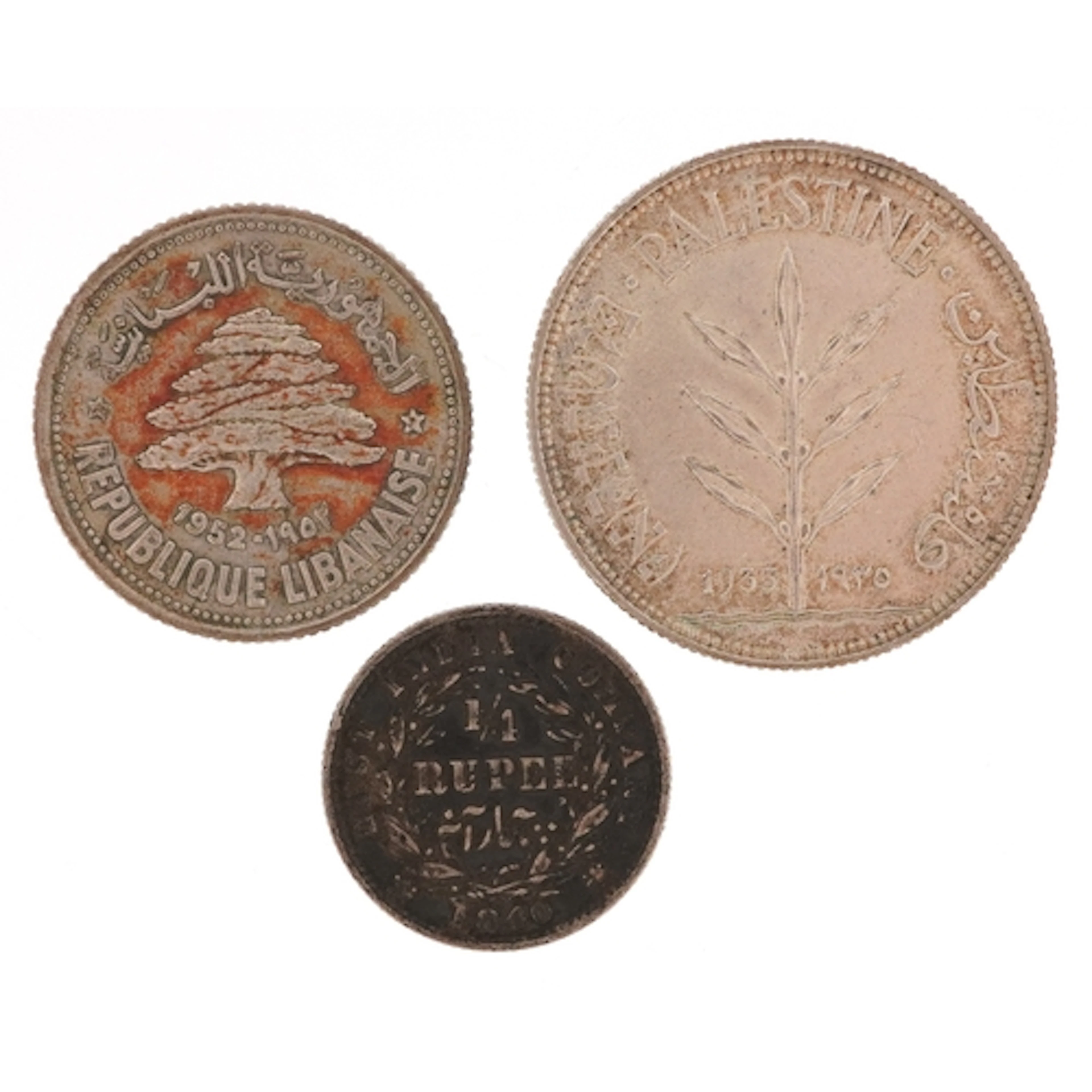 Three 19th century and later silver coins comprising a 1935 ...