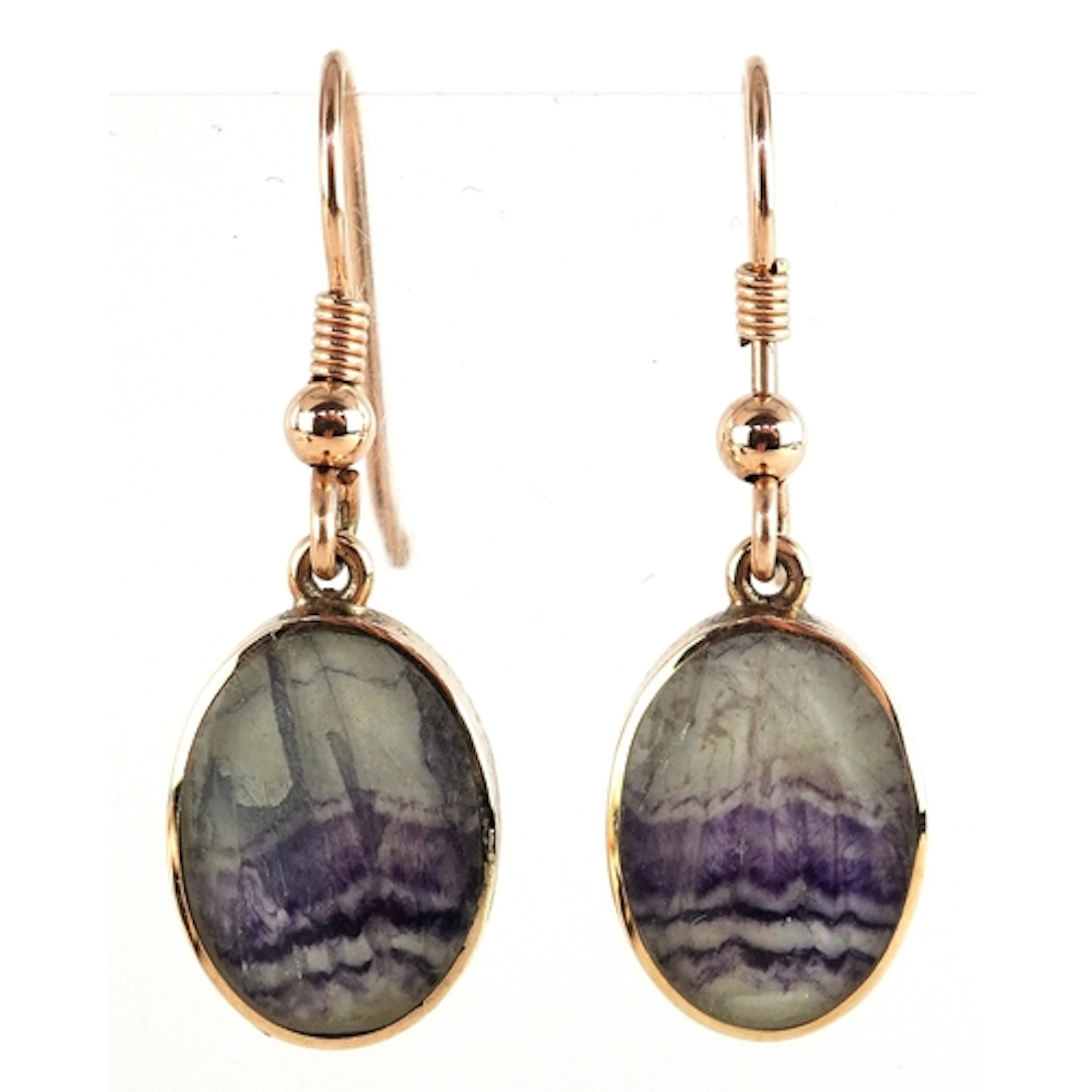 Pair of 9ct gold Blue John drop earrings, 3.2cm high, total ...