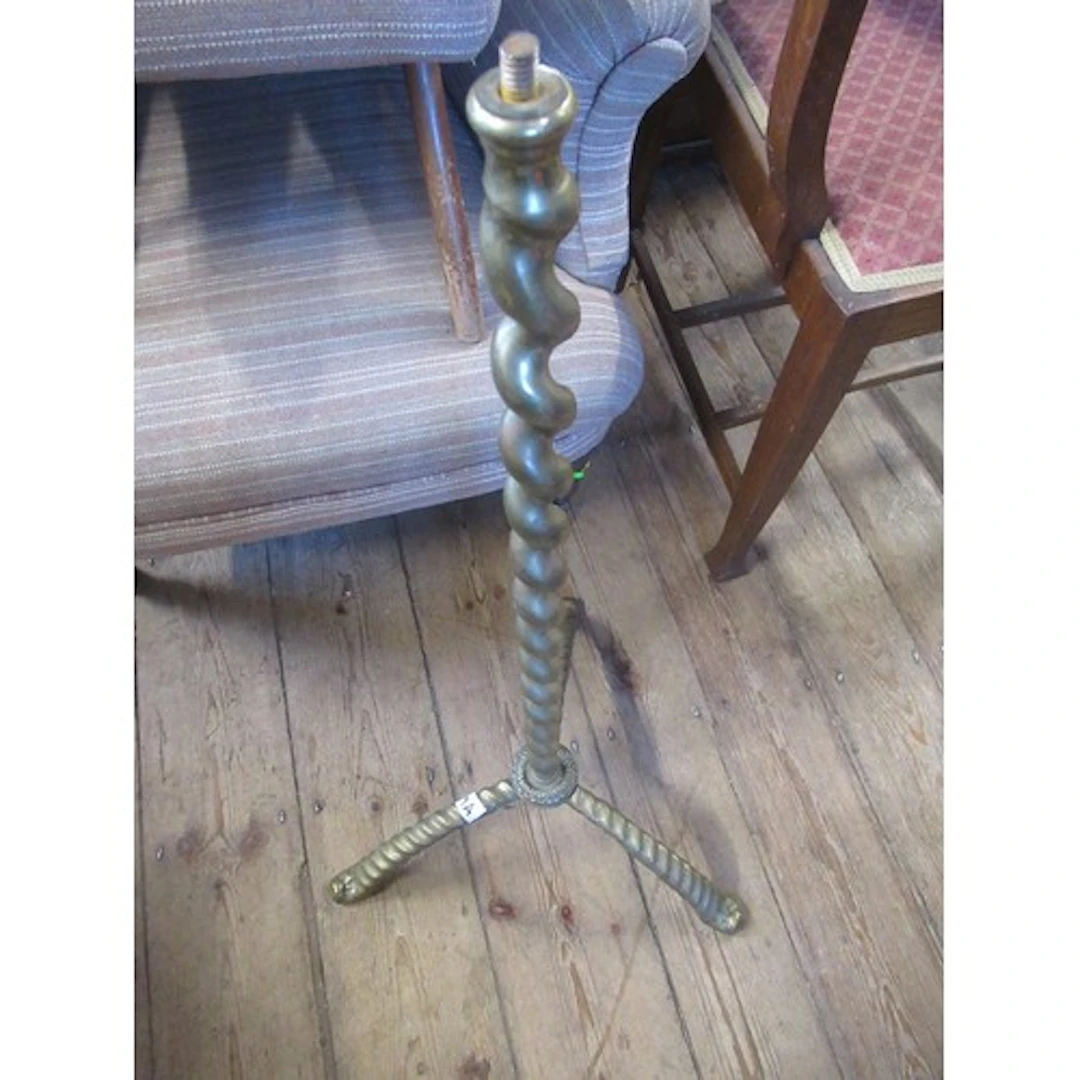 A brass barely twist tripod stand (missing top)