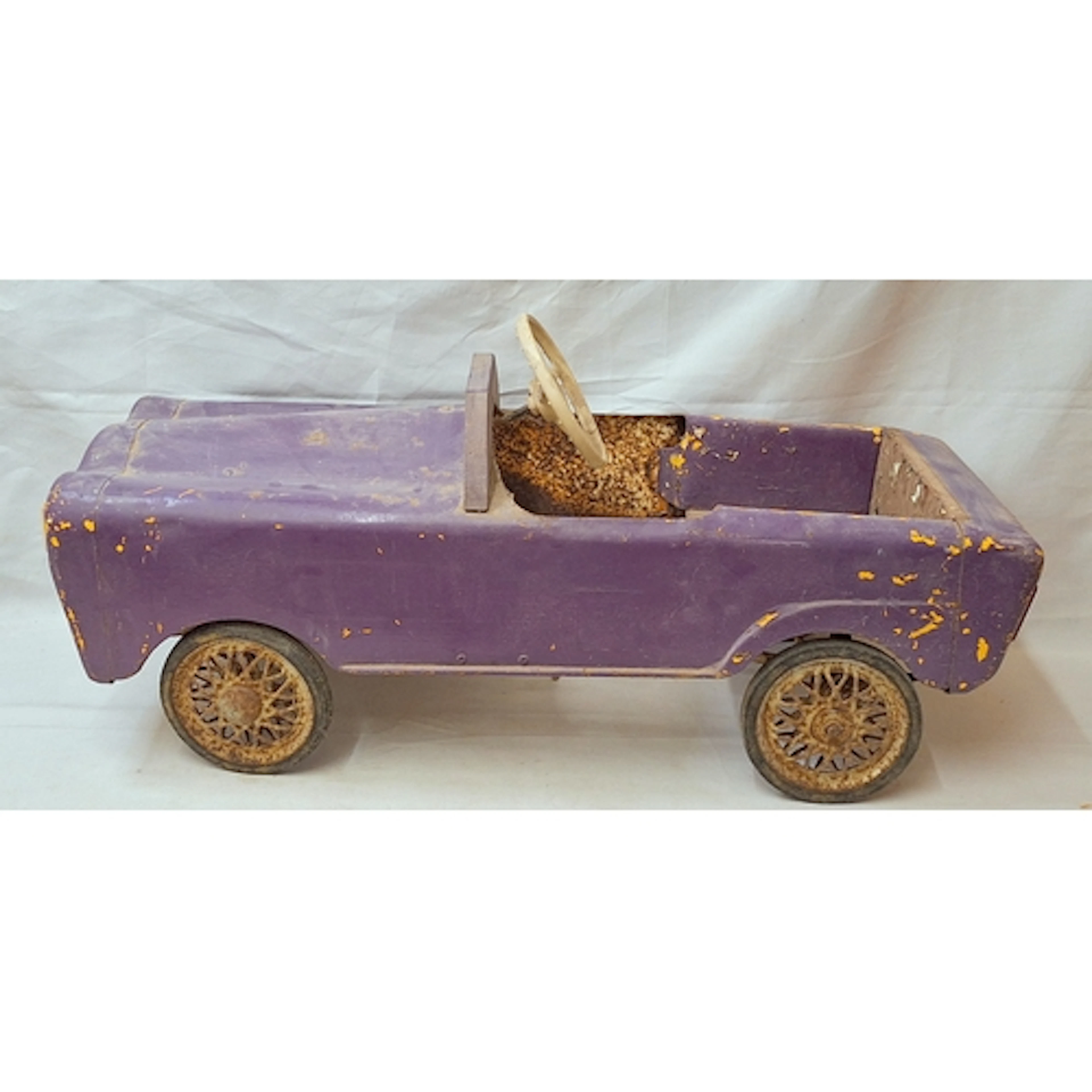 Large Vintage Purple Metal Ride On Car Toy approx. 90cm L x ...