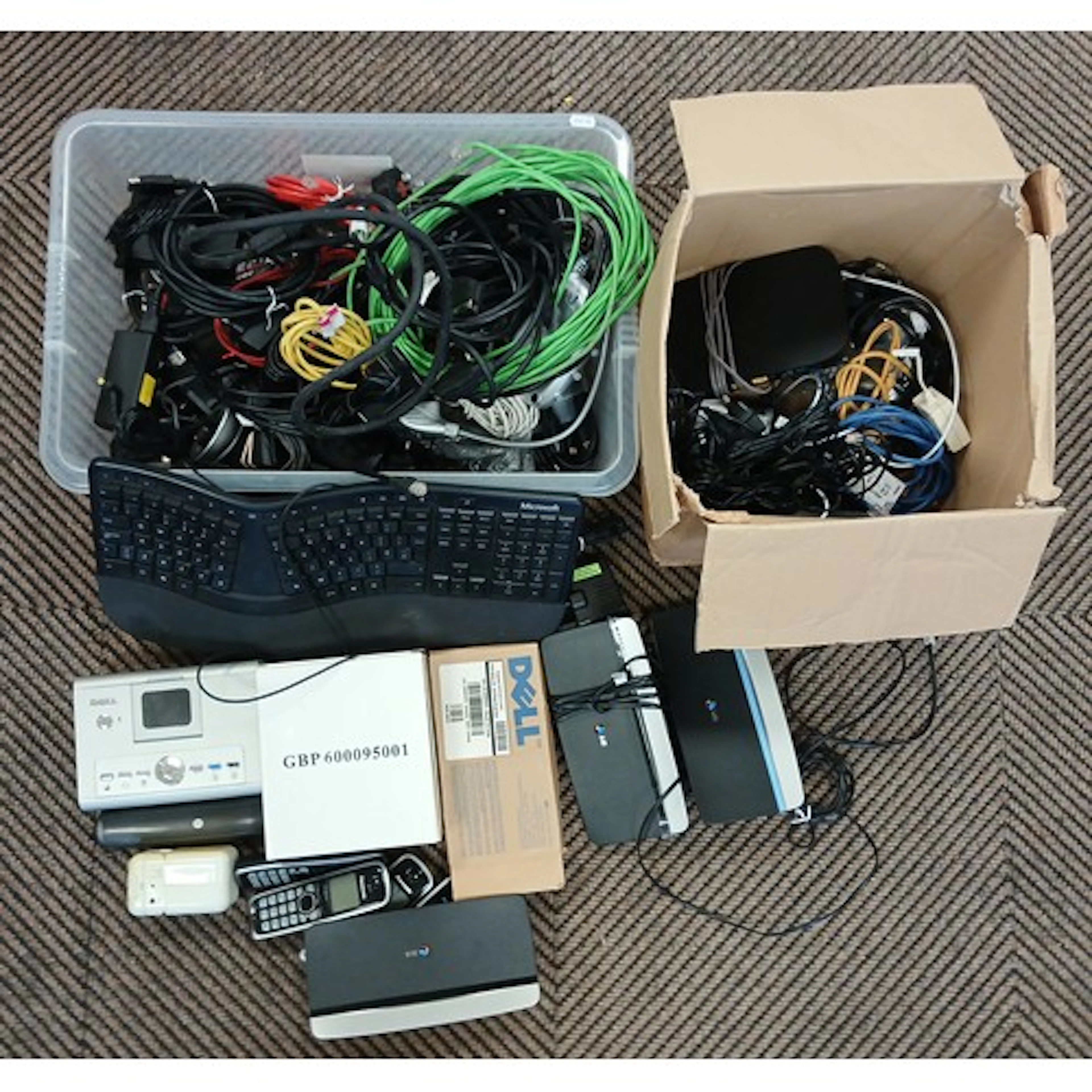 Dell photo printer, landline television, keyboard, Wi Fi rou...