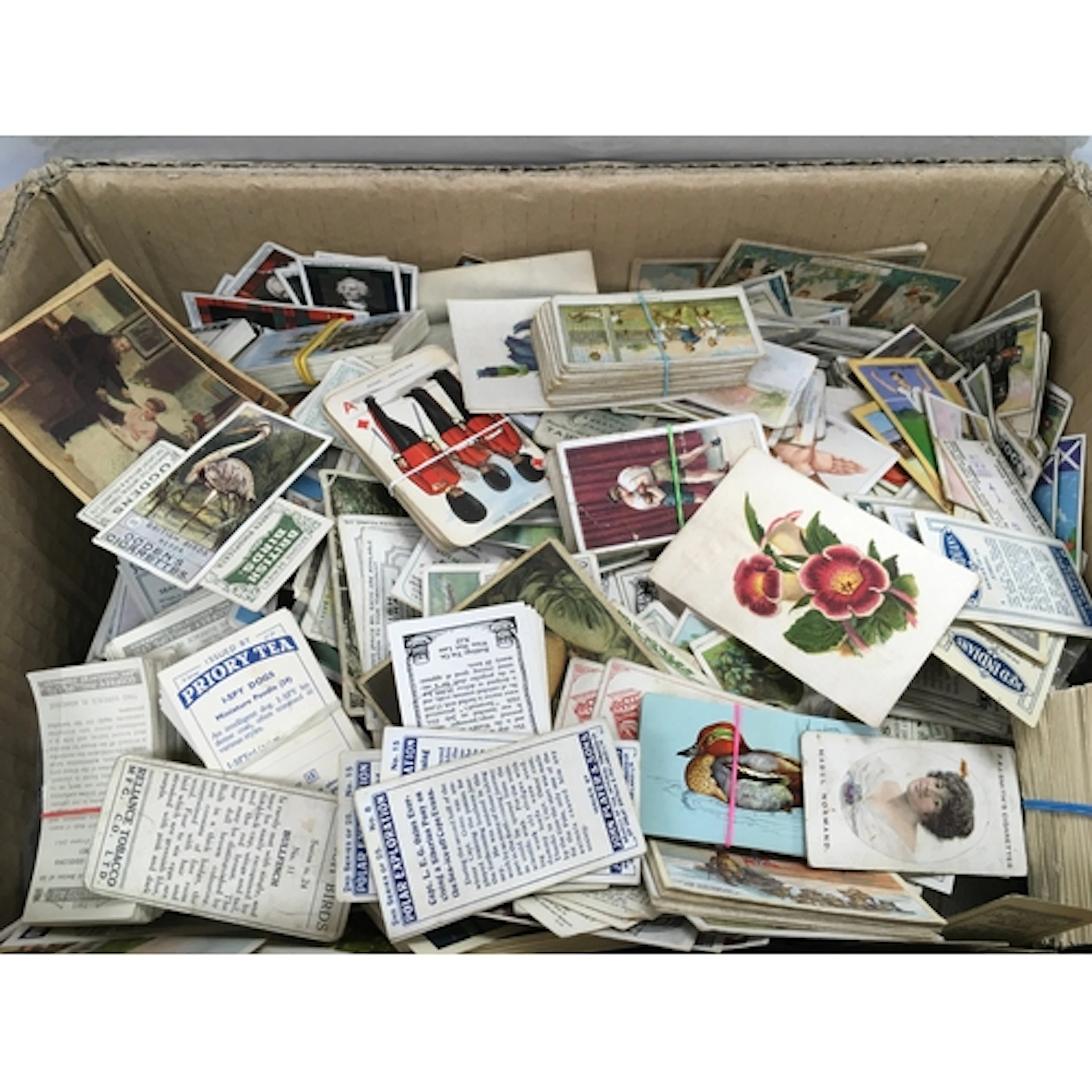 A box containing large collection of mixed cigarettes cards&...