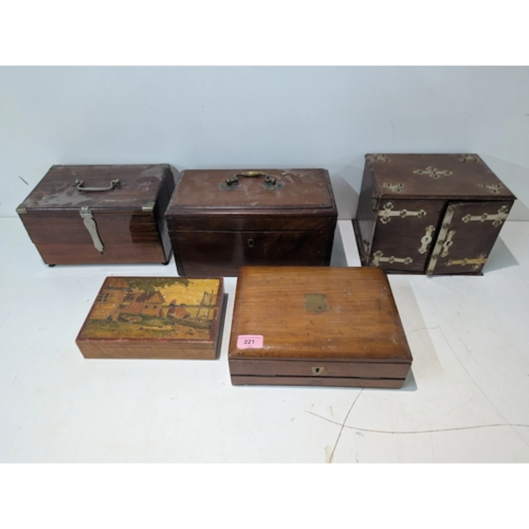 A collection of wooden boxes, mainly from the early 20th cen...