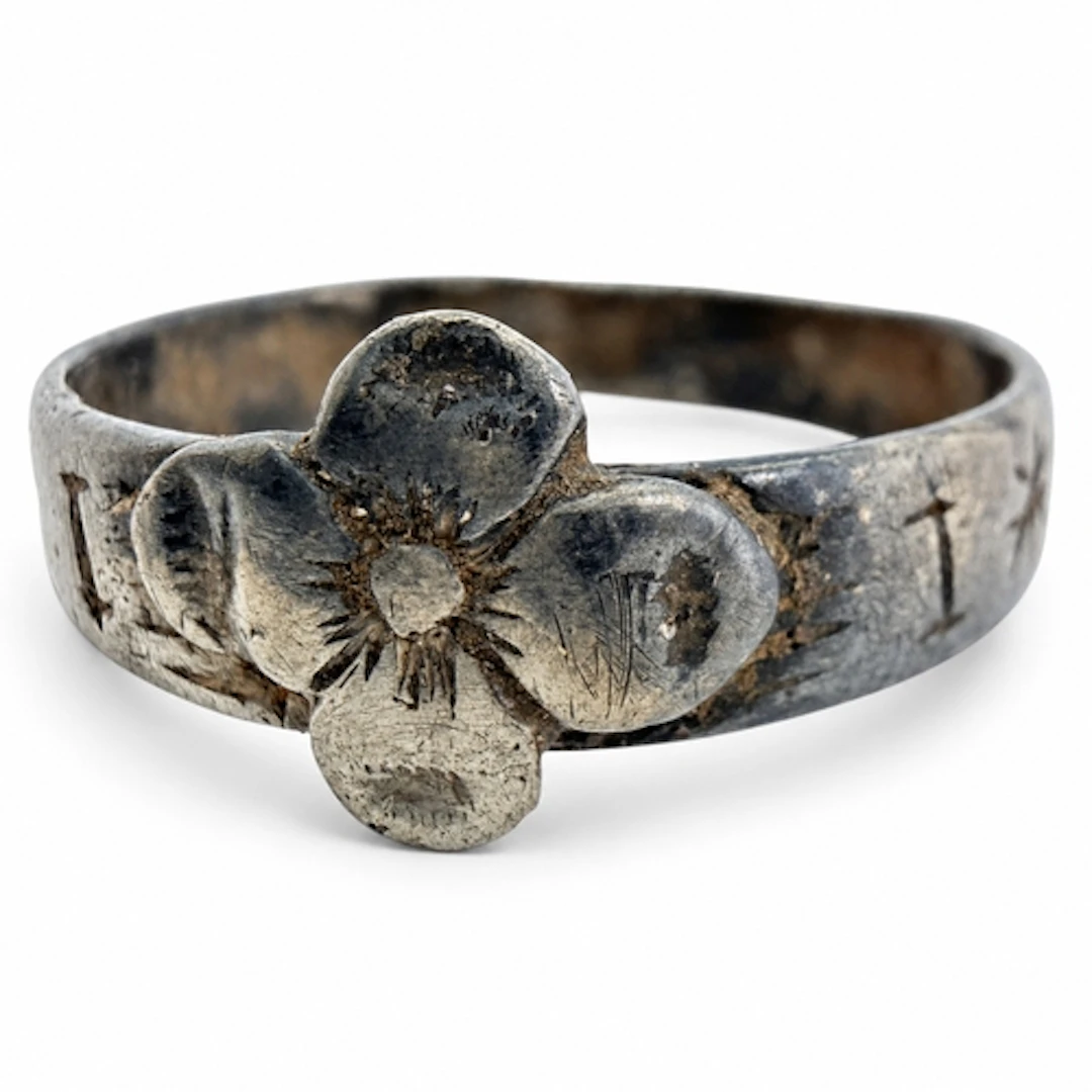 A late medieval to early post-medieval silver finger ring wi...