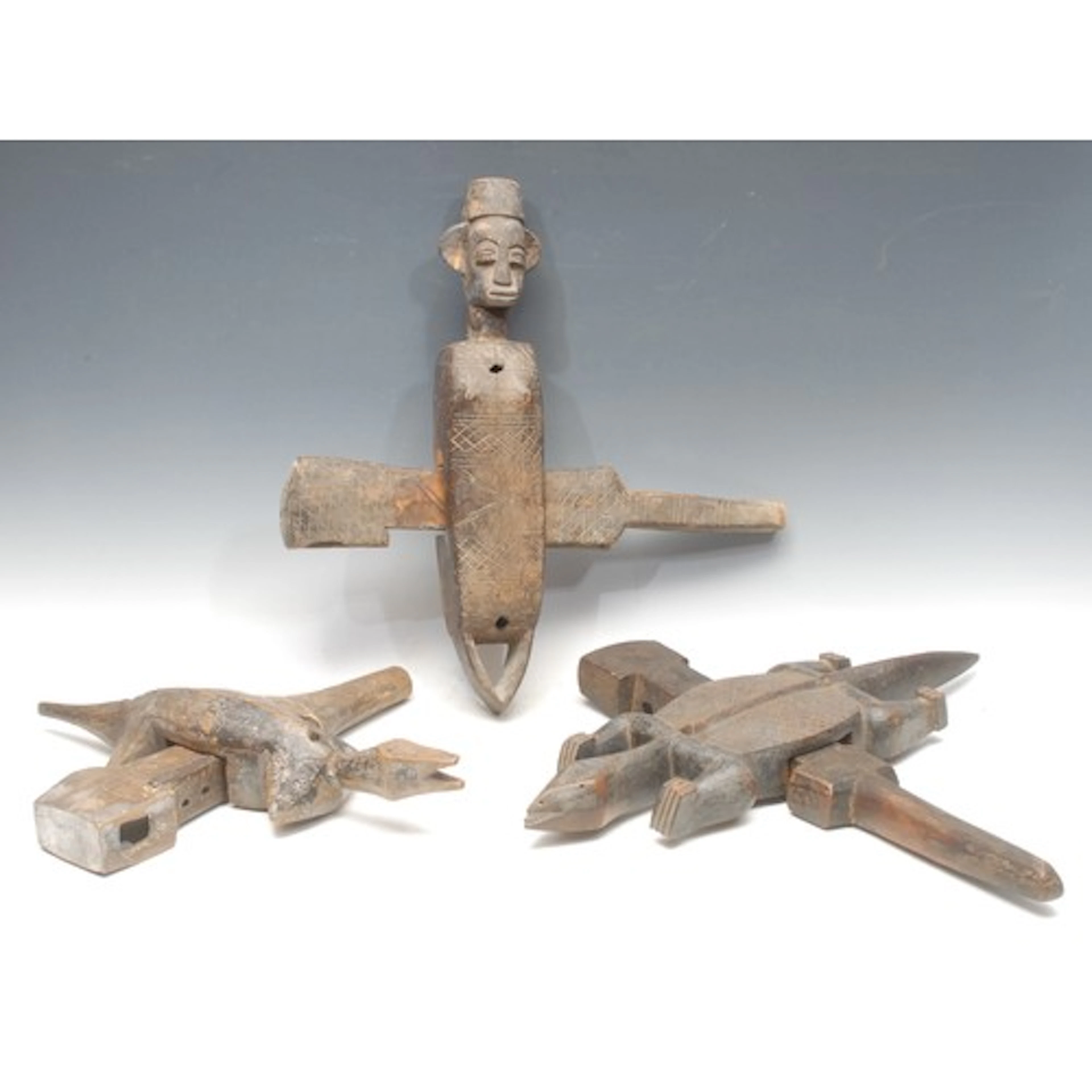 Tribal Art - a Dogon grain store or granary door lock, carve...