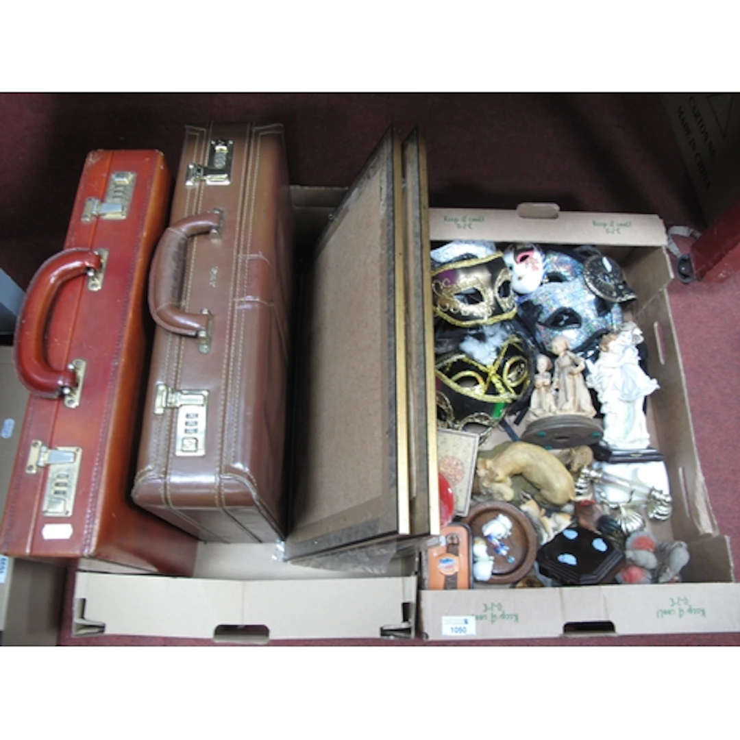 Collectables, including two vintage leather attaché cases wi...