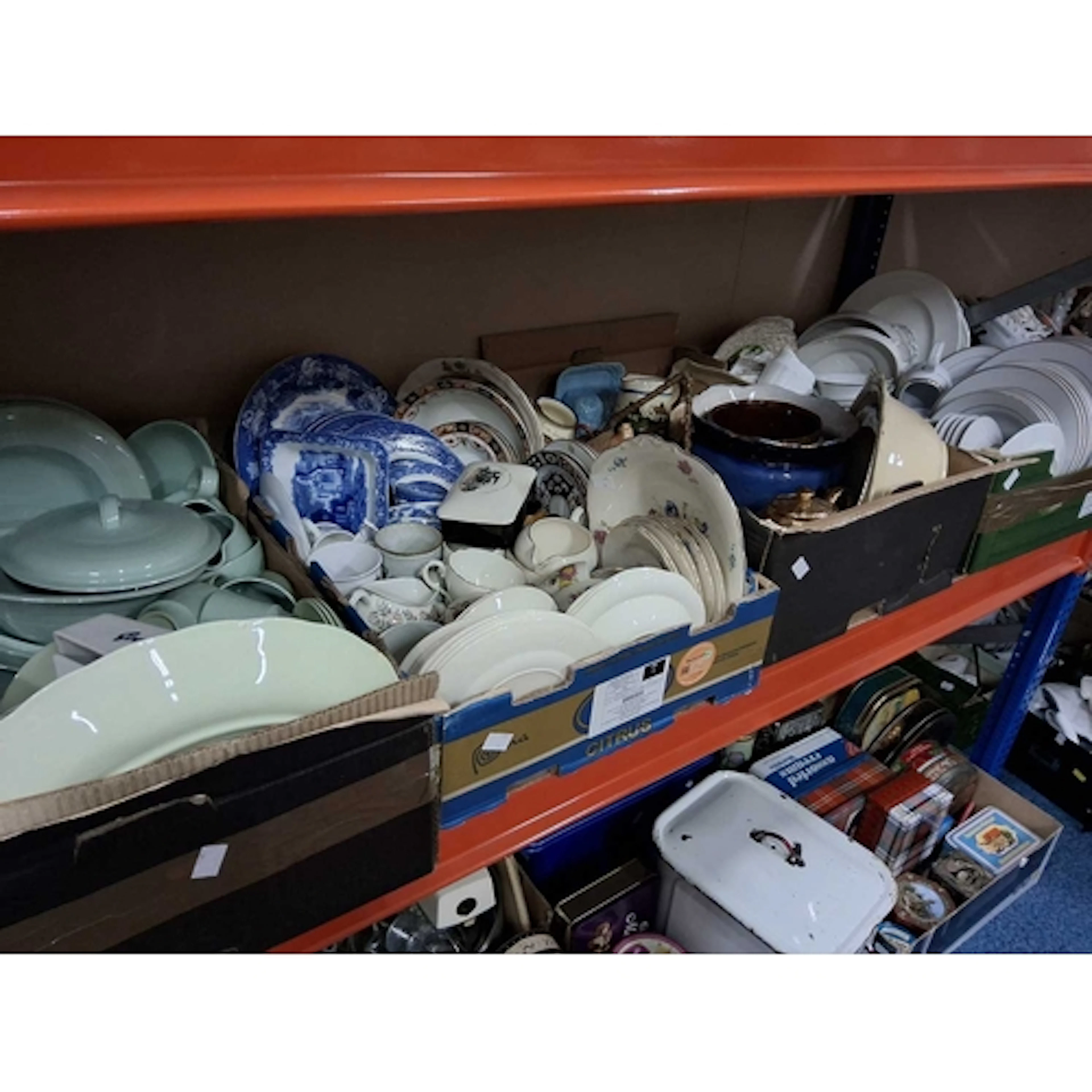 FOUR BOXES OF MOSTLY VINTAGE CERAMIC DINNERWARE to include a...