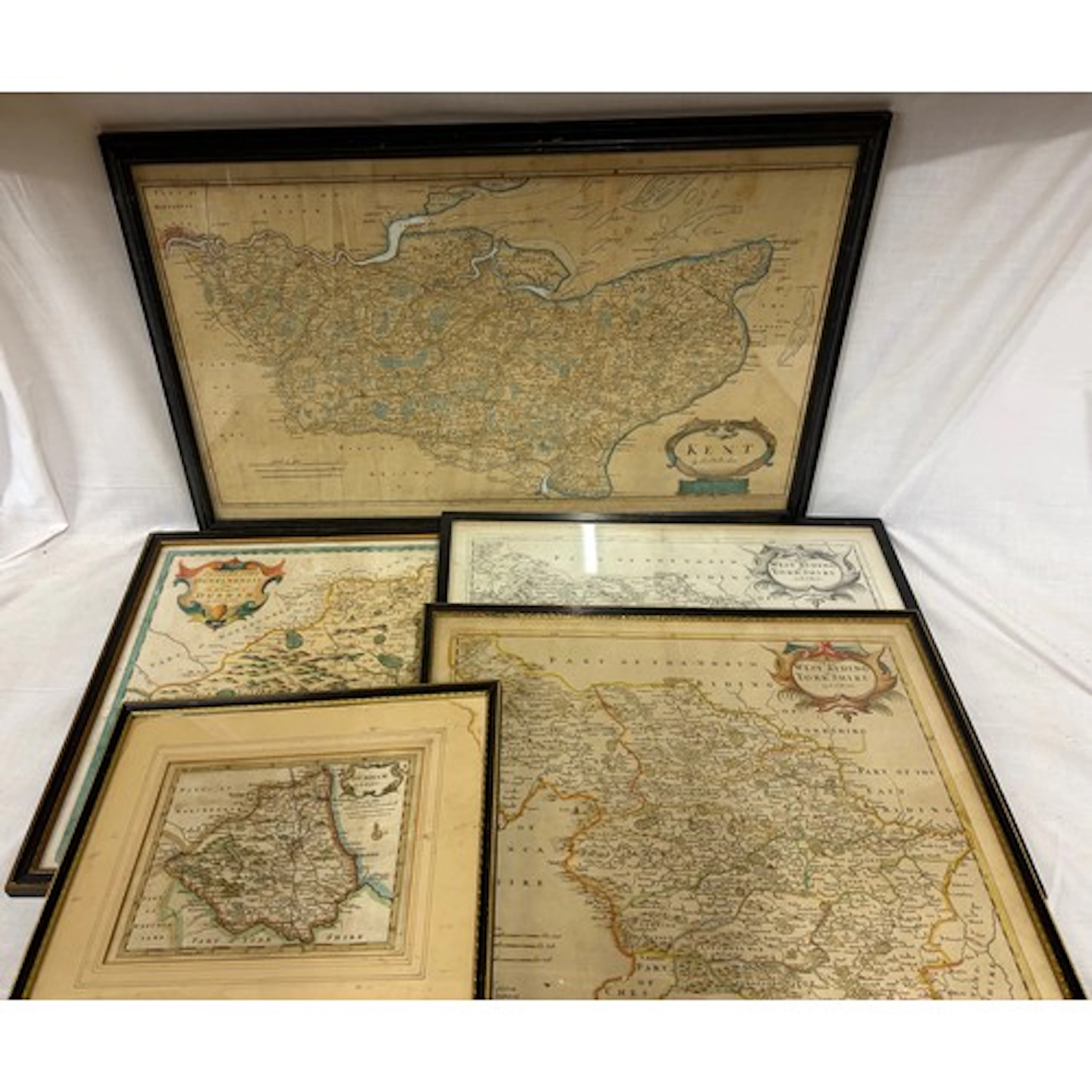 A selection of framed maps by Robert Morden to include two h...