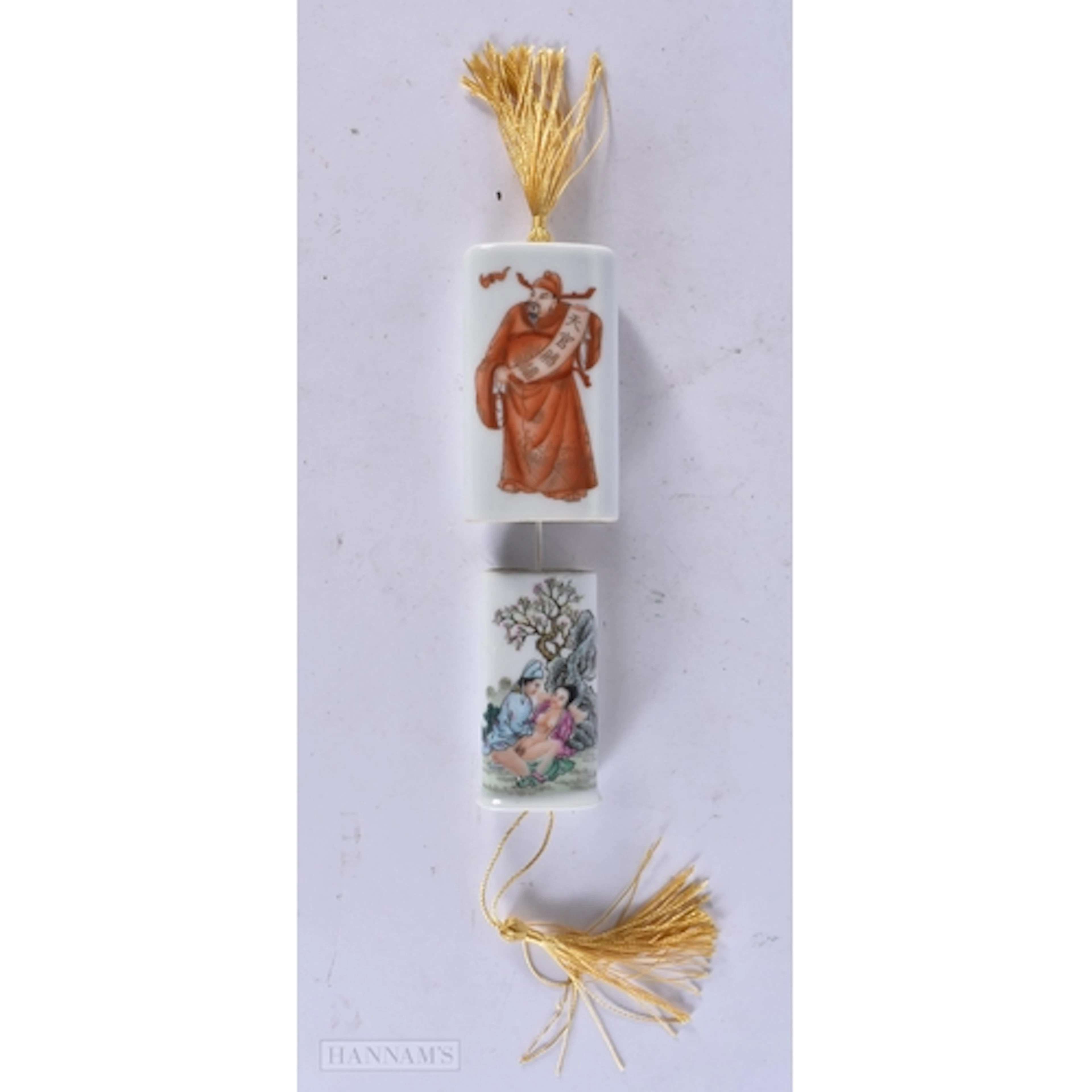 A RARE 19TH CENTURY CHINESE EROTIC SLIDING PORCELAIN BOX AND...