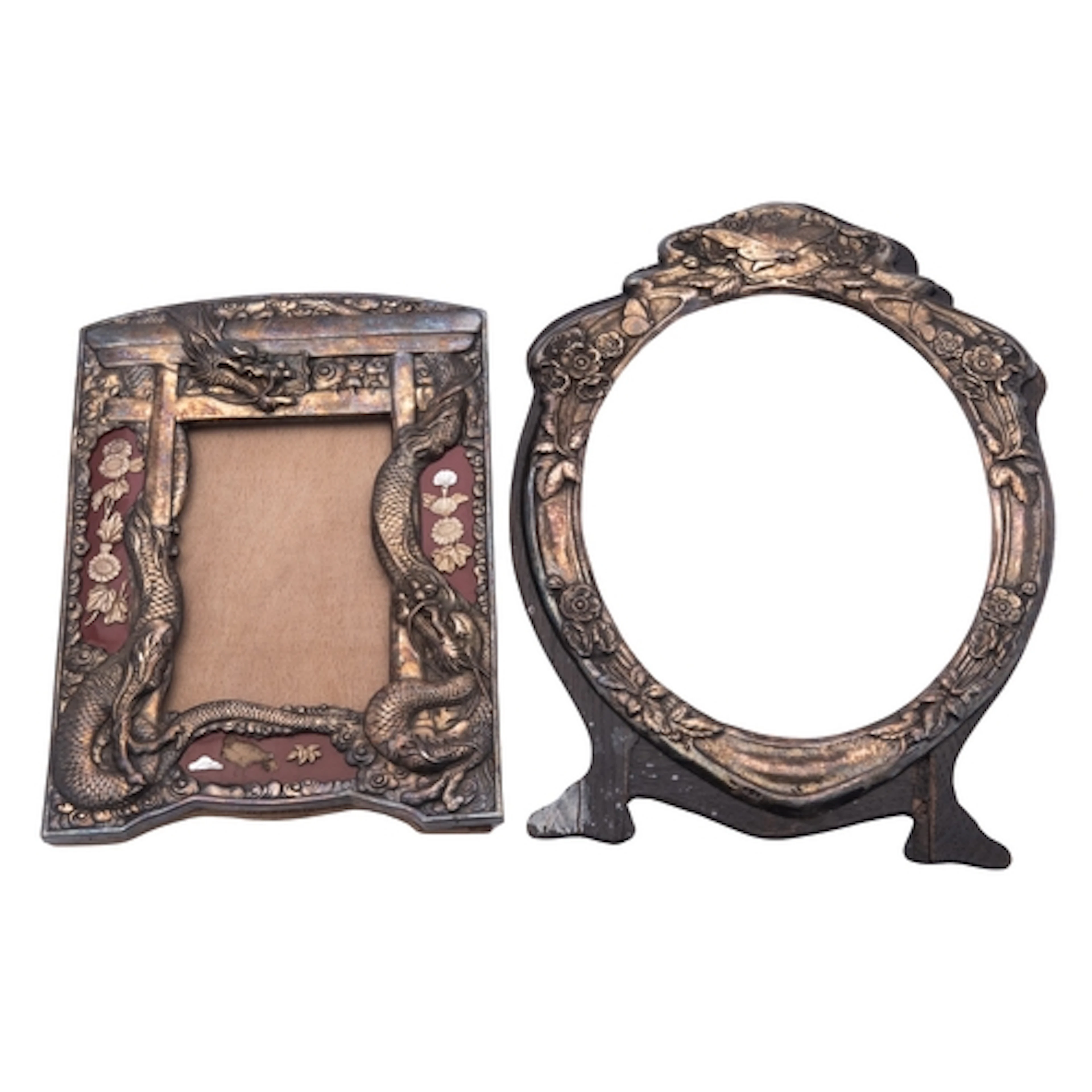 An Edwardian Art-Nouveau silver mirror or photograph frame, ...
