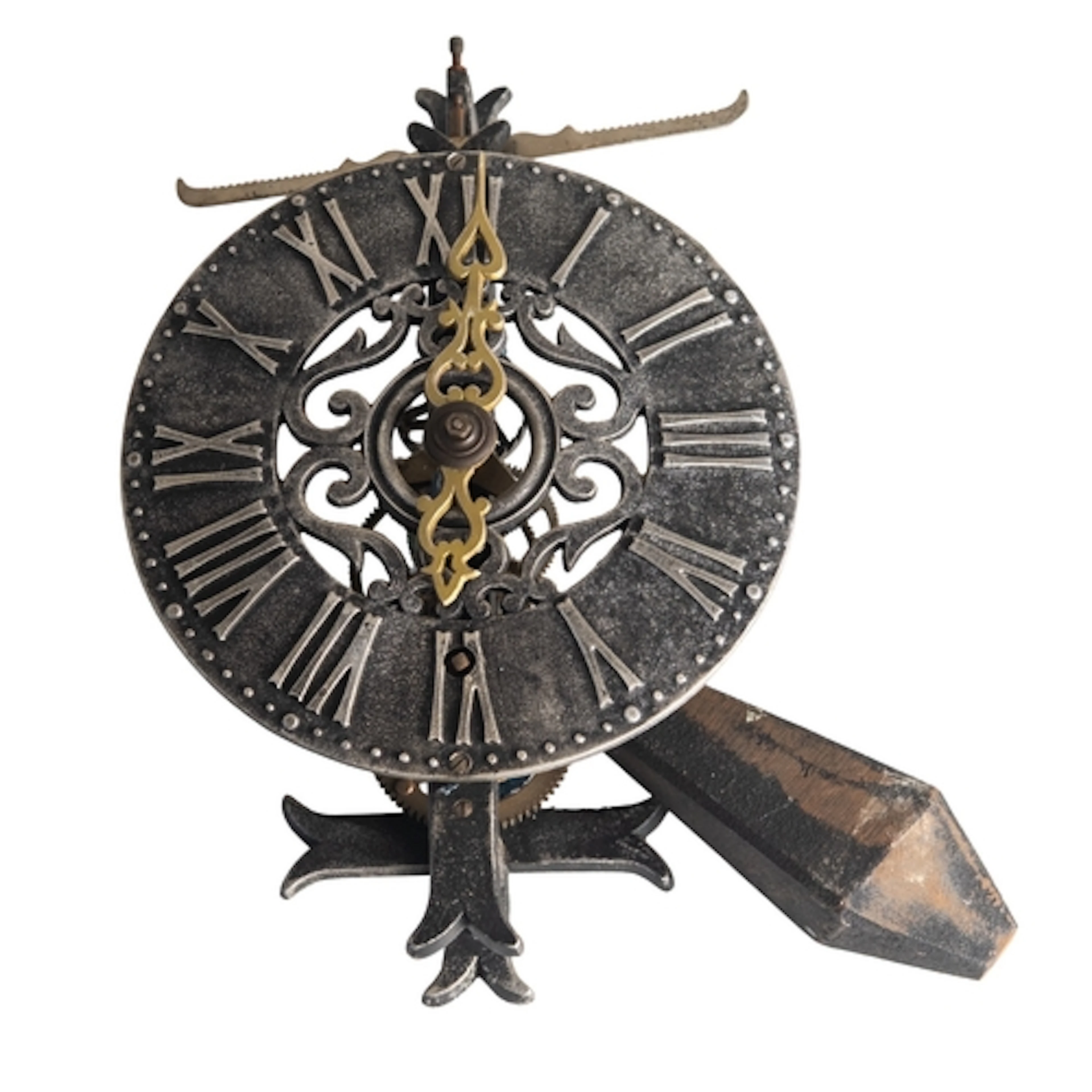 A reproduction 17th century-style wall clock the weight-driv...