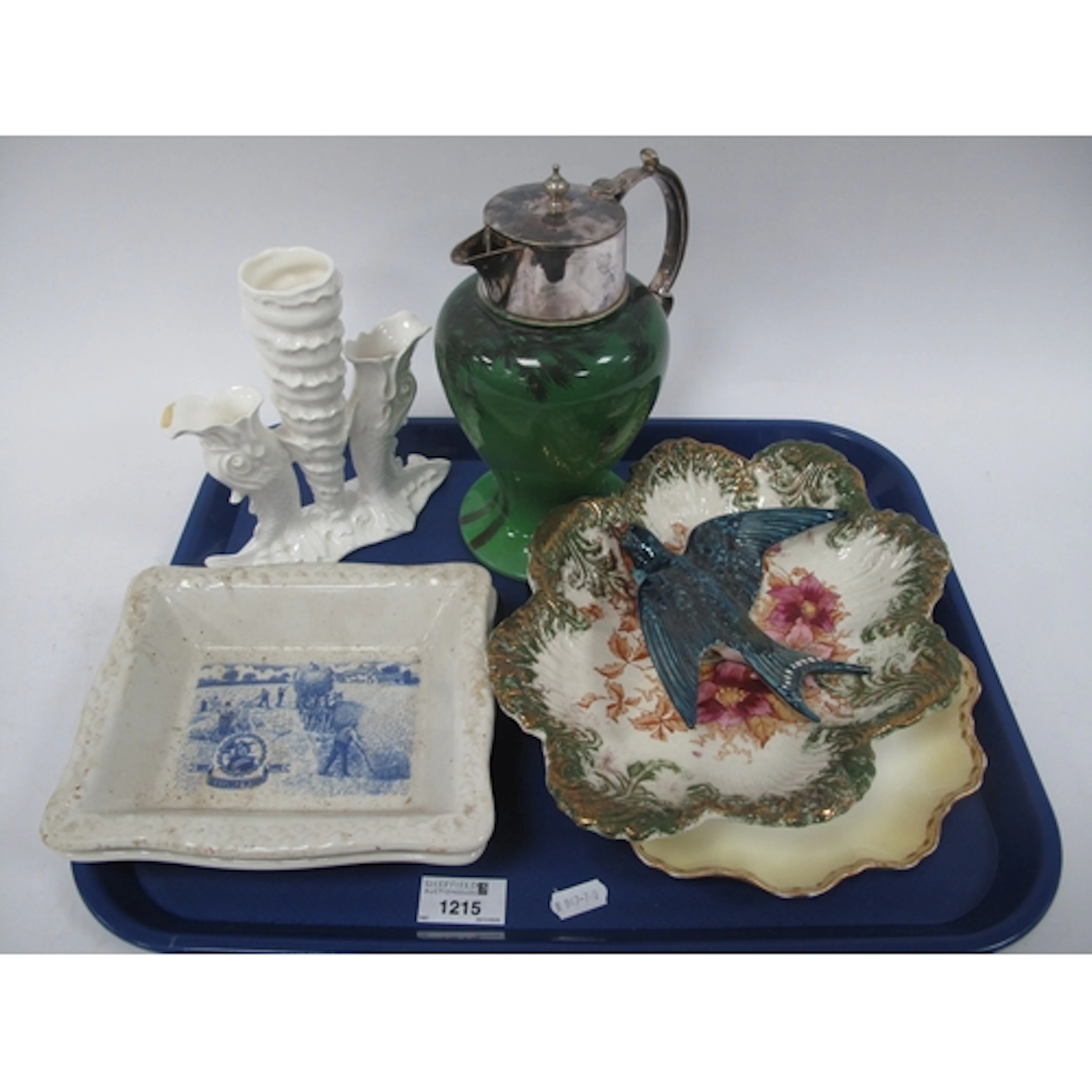 Doulton Desert Scene Ceramic Jug with plated lid and handle,...