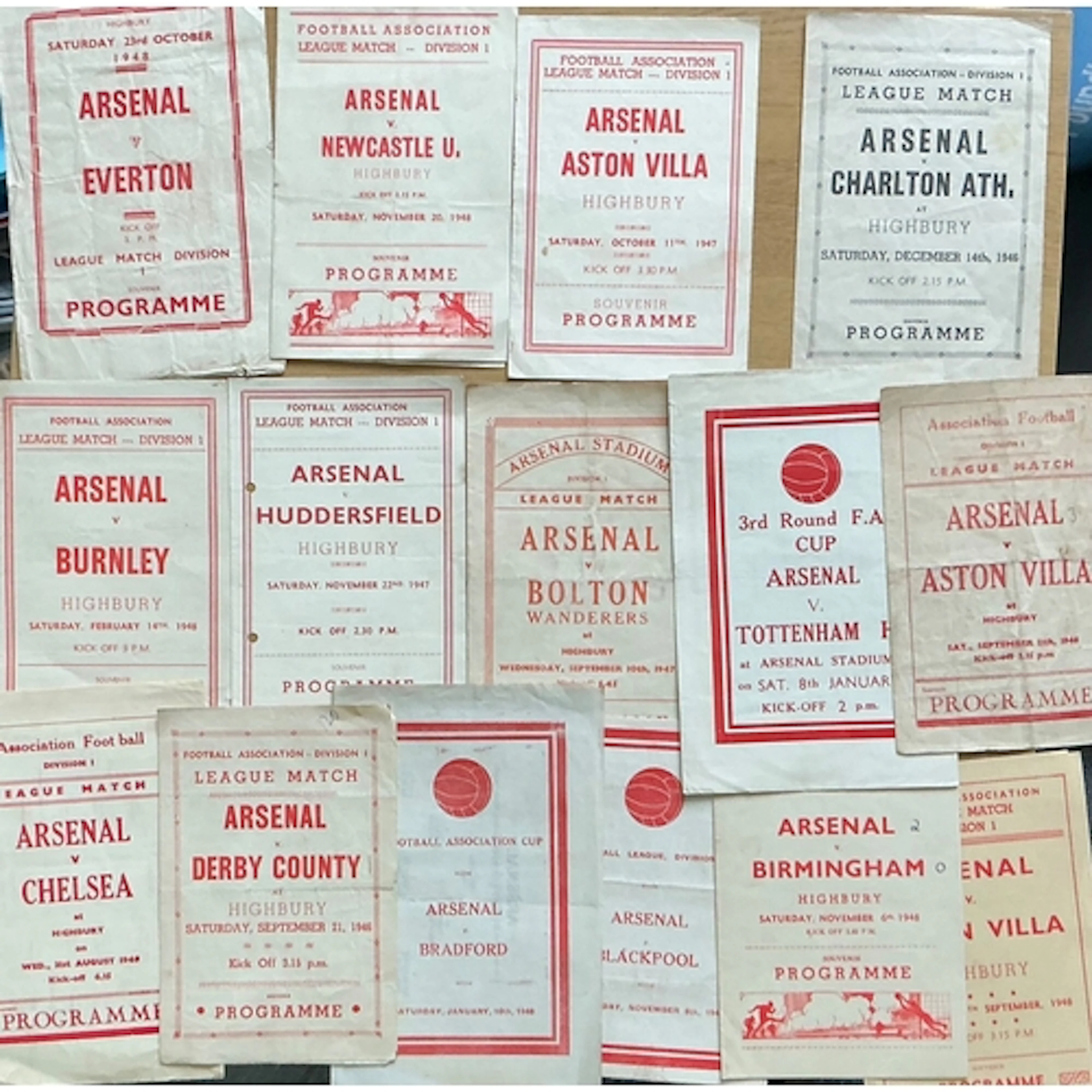 1940s Arsenal Pirate Football Programmes:: Includes 46/47 Ch...