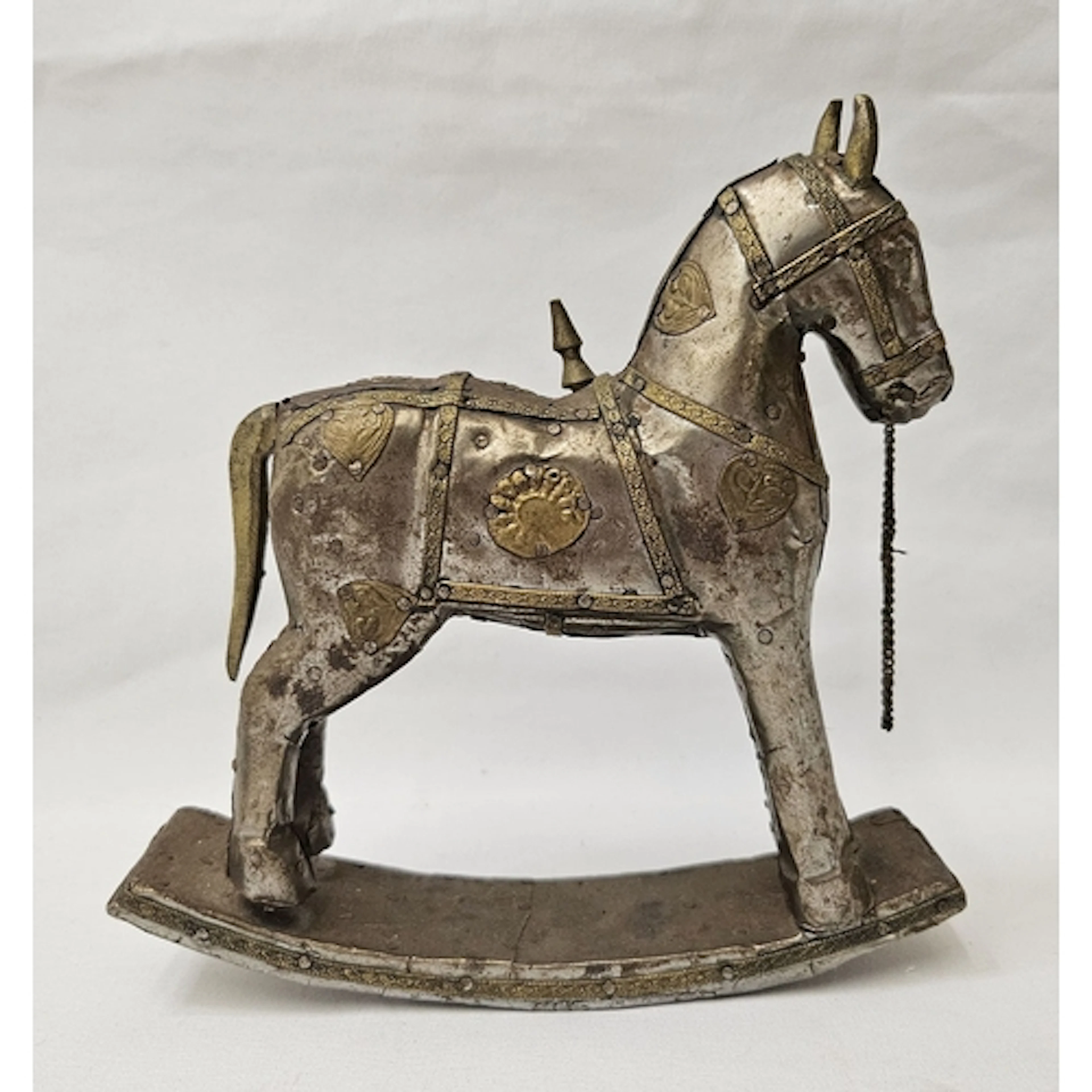 Asian Wooden Rocking Horse clad in sheet metal, approx. 18cm...