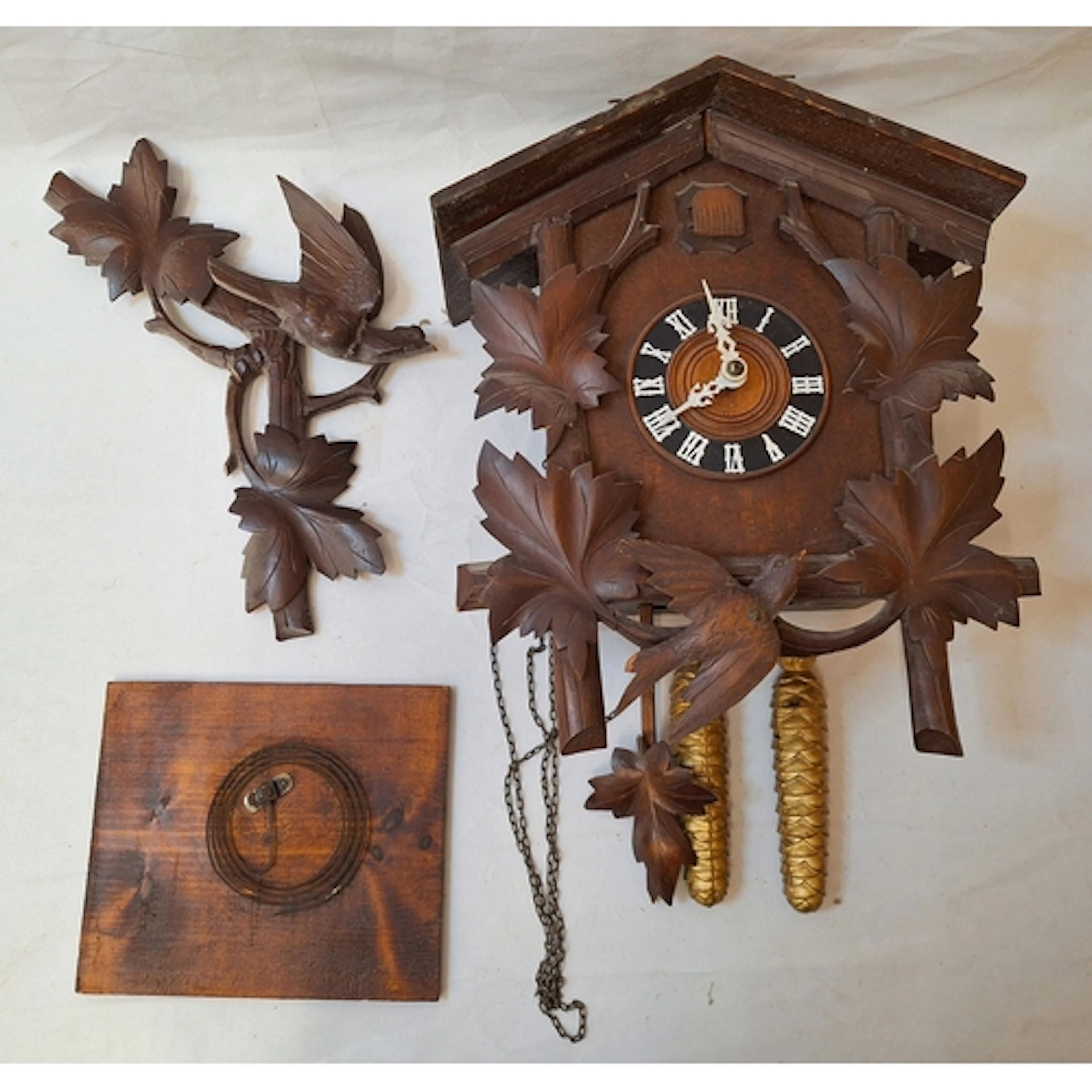 Classic Vintage Large Cuckoo Clock with gilt cone weights, i...