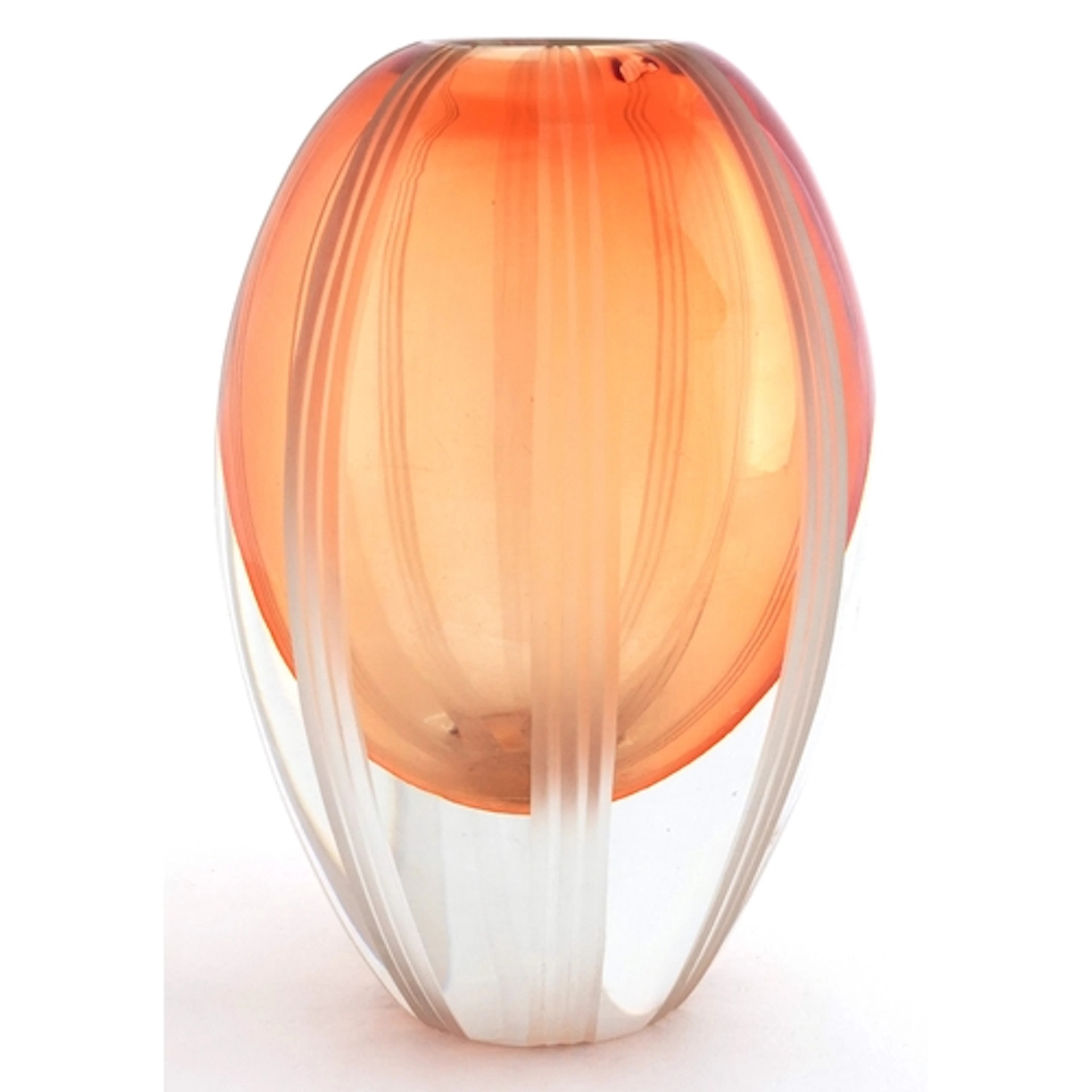 Waterford Evolution amber art glass vase, 20cm high.