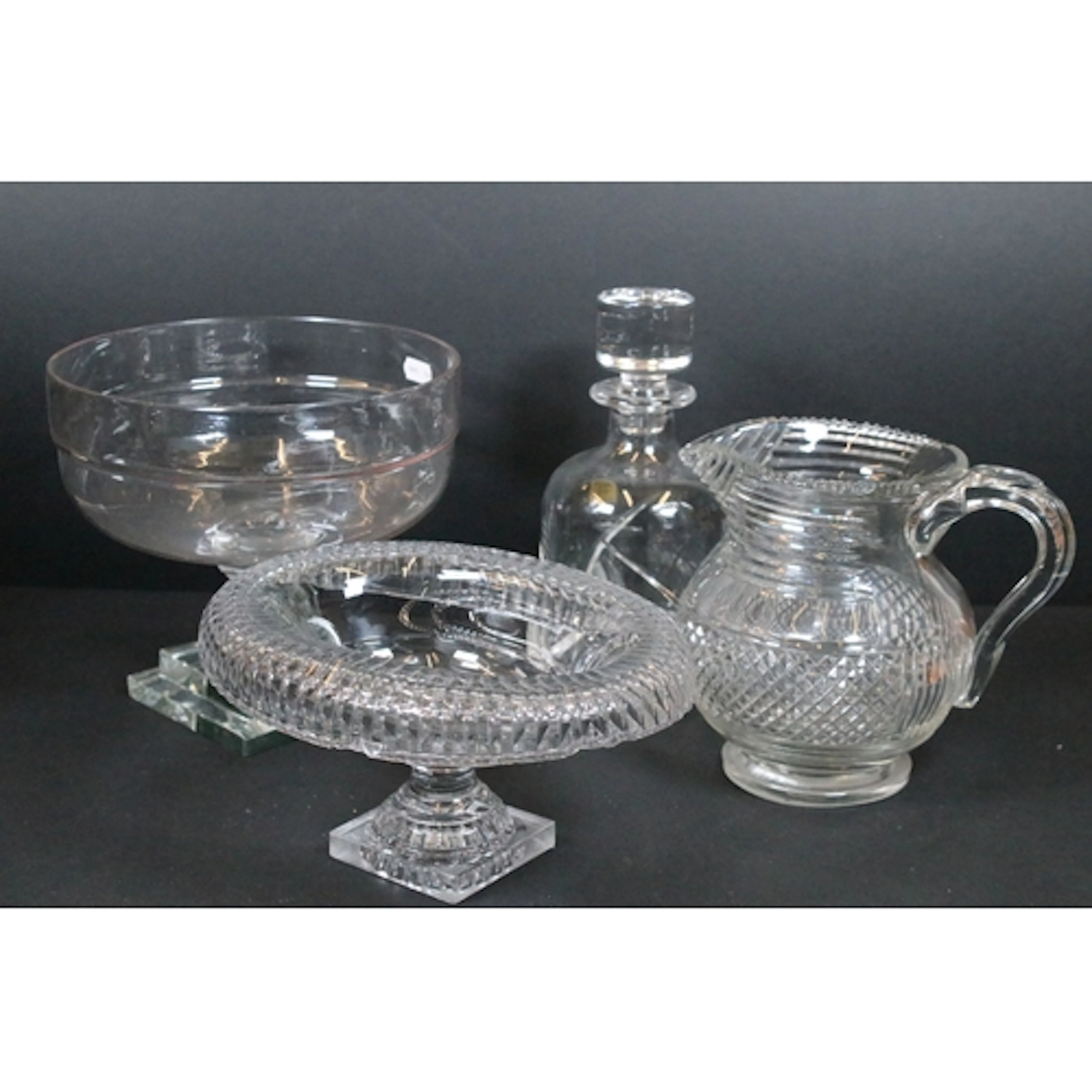 Group of cut crystal glass, to comprise a footed bowl centre...