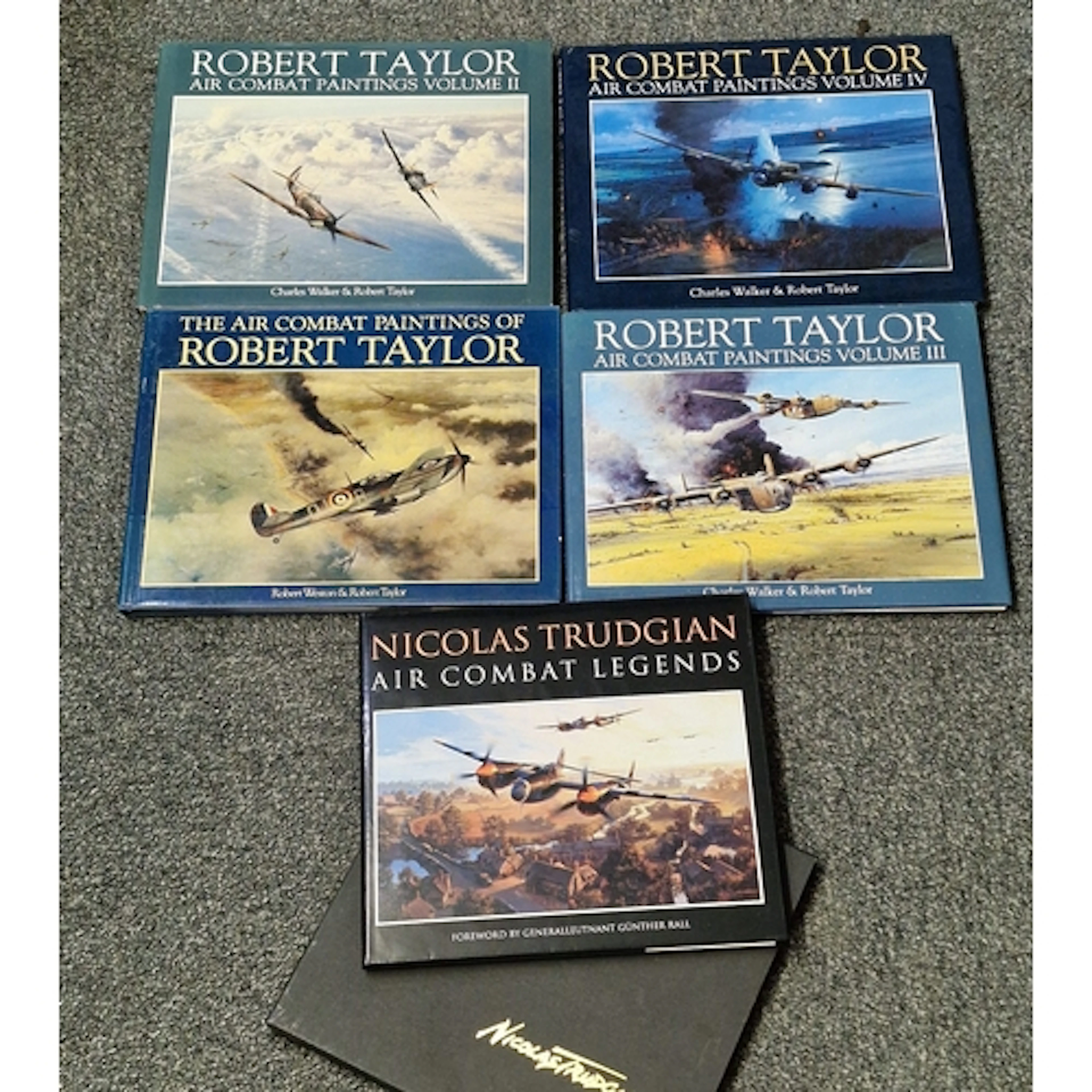 Five aviation art books, comprising ‘Air Combat Paintings’, ...