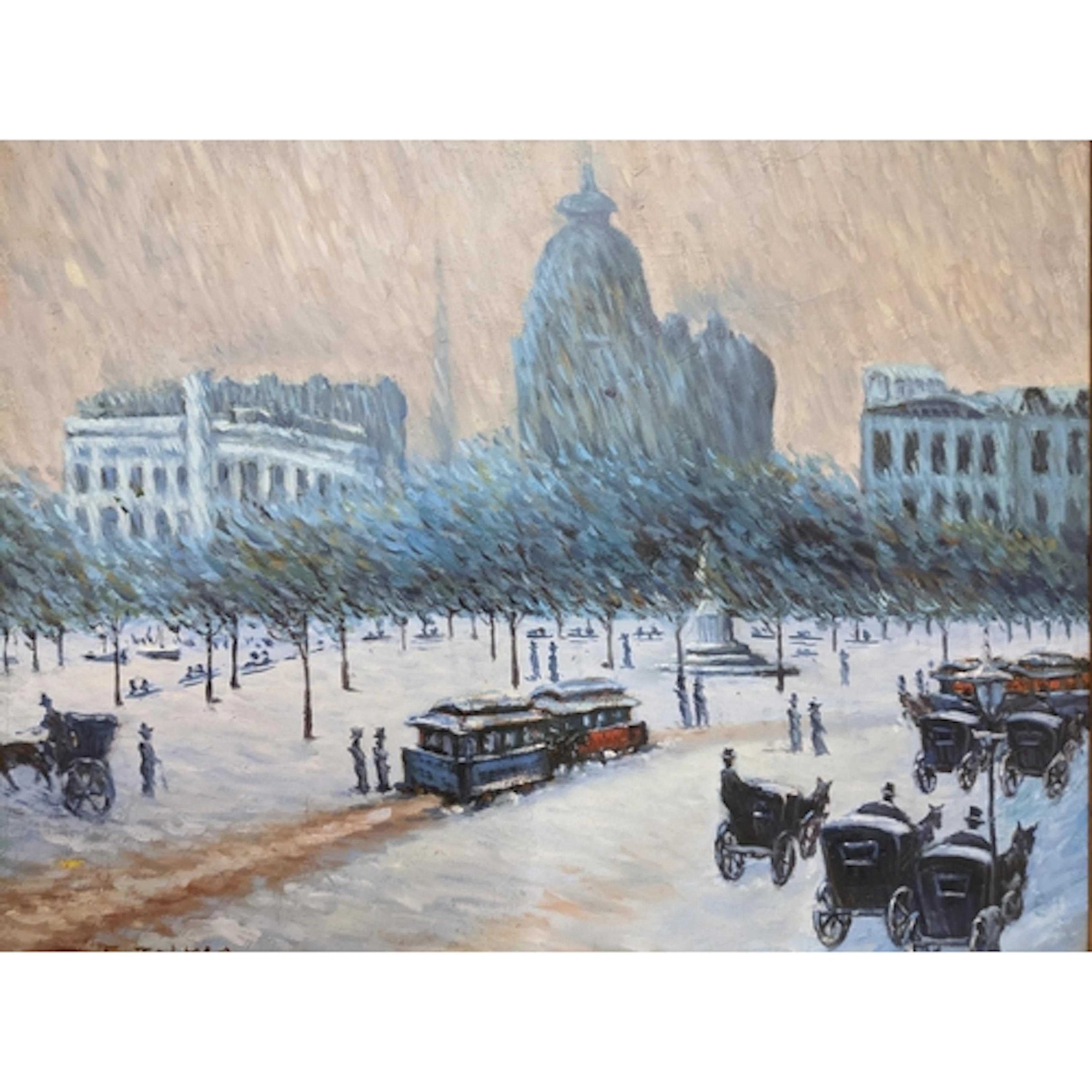 E Tolmas - Winter in Union Square - after a painting by Chil...