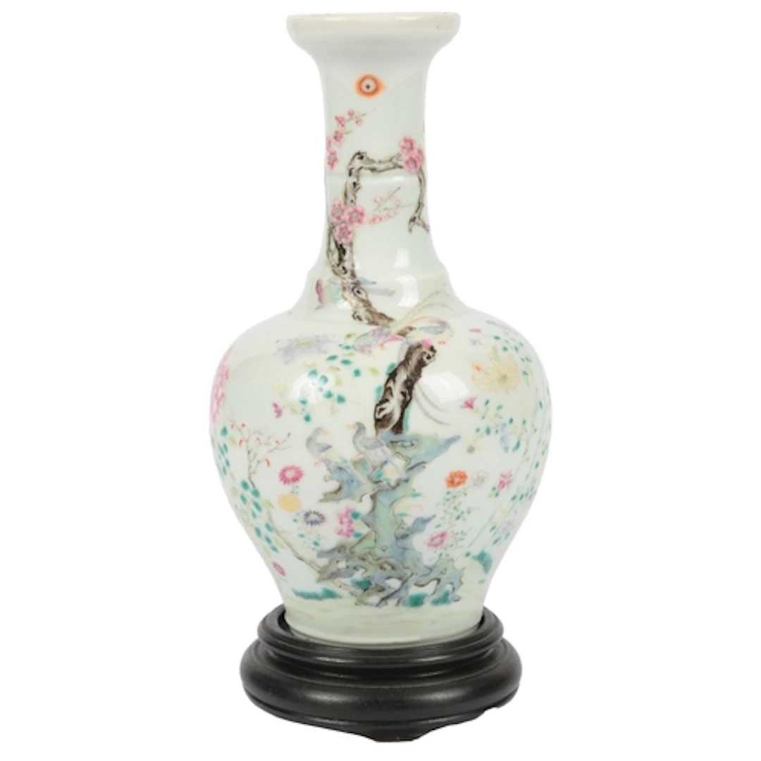 A Chinese famille rose bottle vase, probably Republic period...