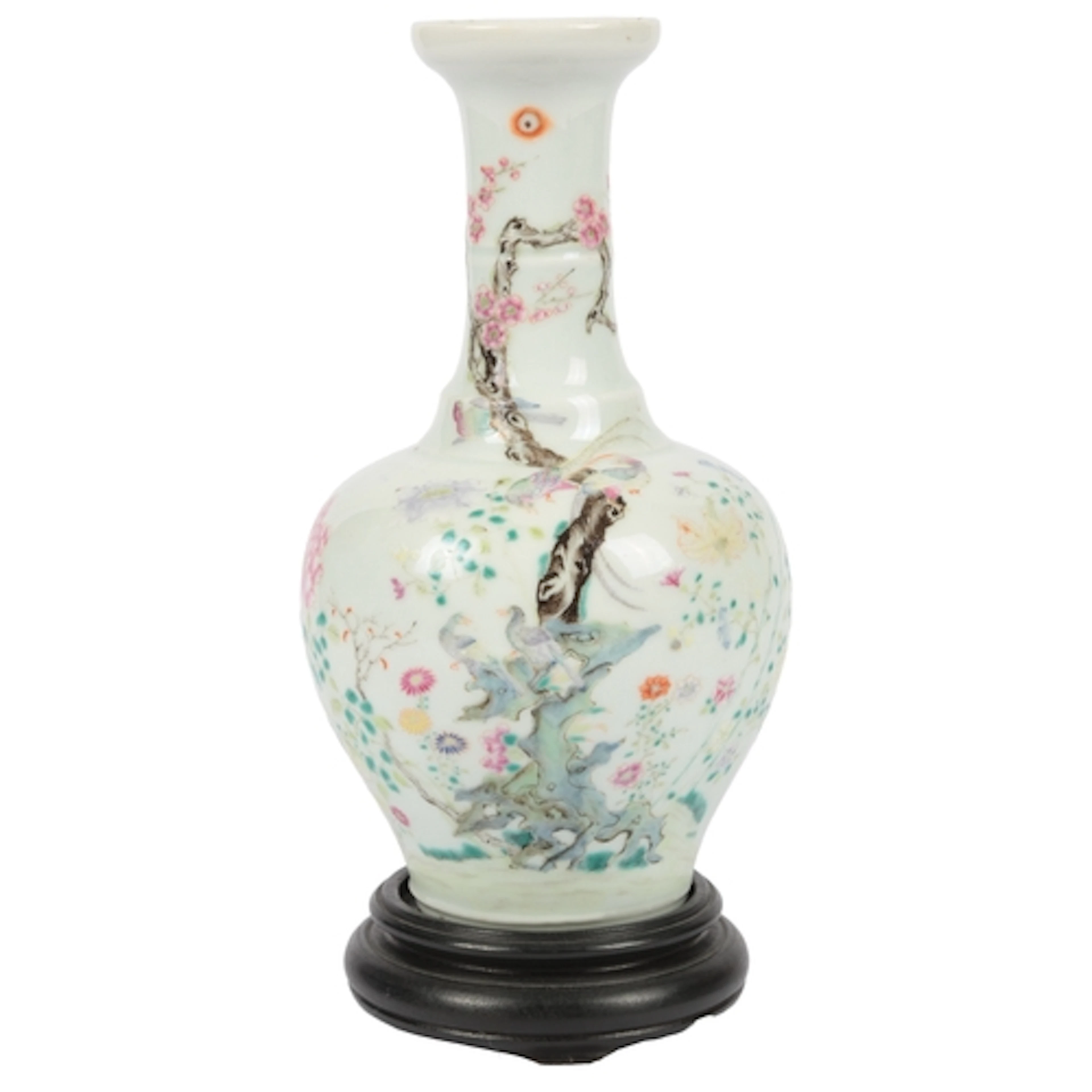 A Chinese famille rose bottle vase, probably Republic period...