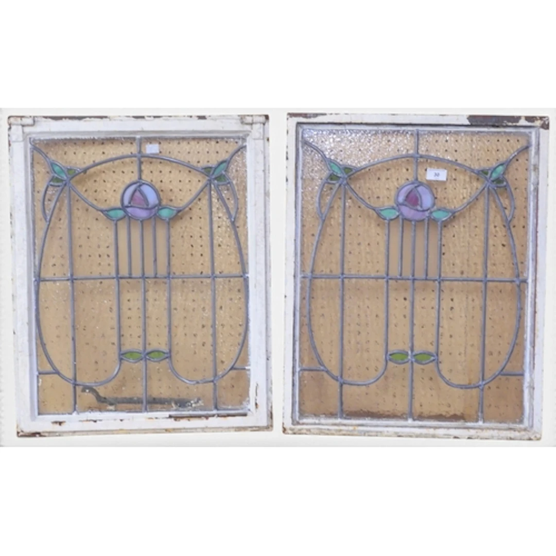 A pair of late 19th/early 20th century leaded stained glass ...