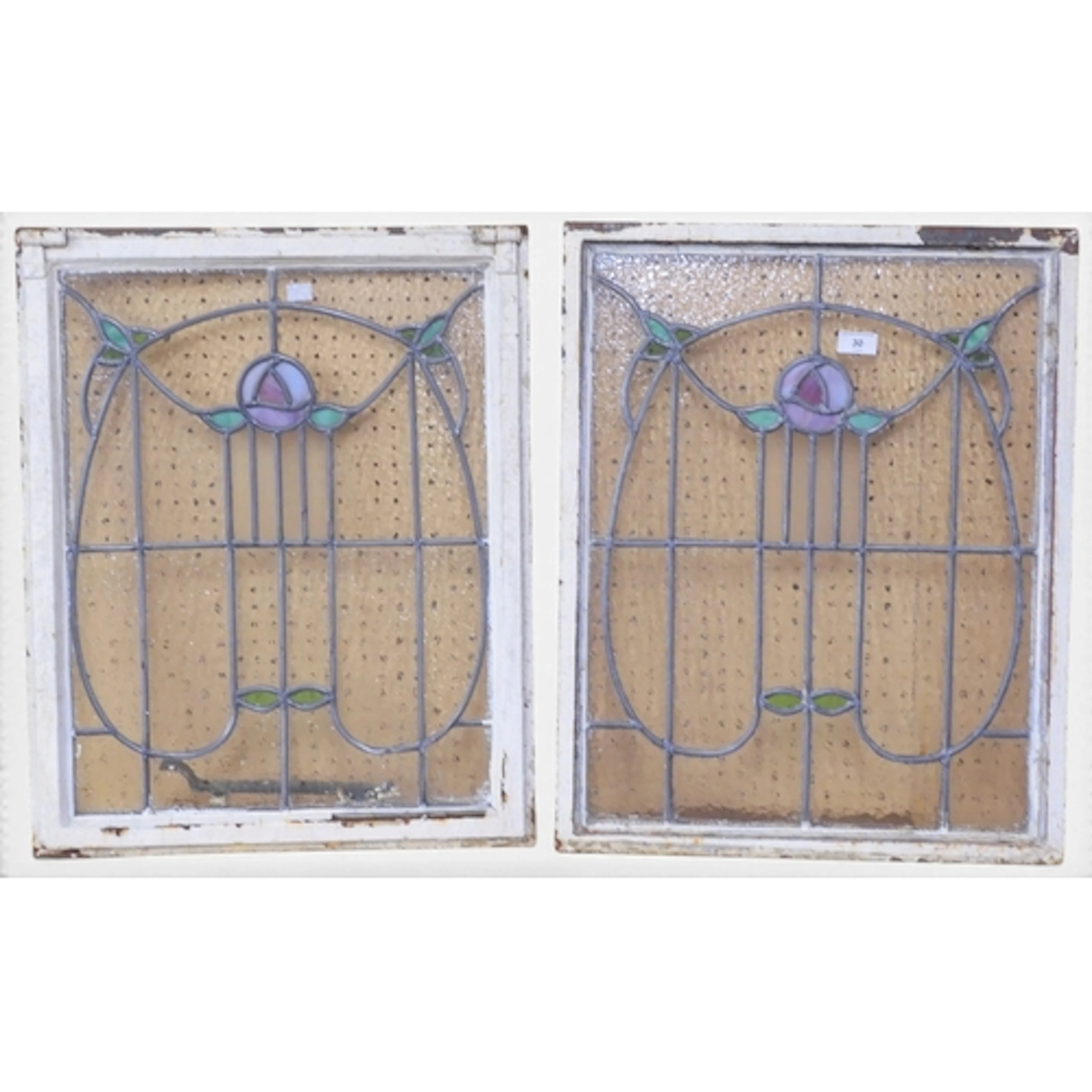 A pair of late 19th/early 20th century leaded stained glass ...
