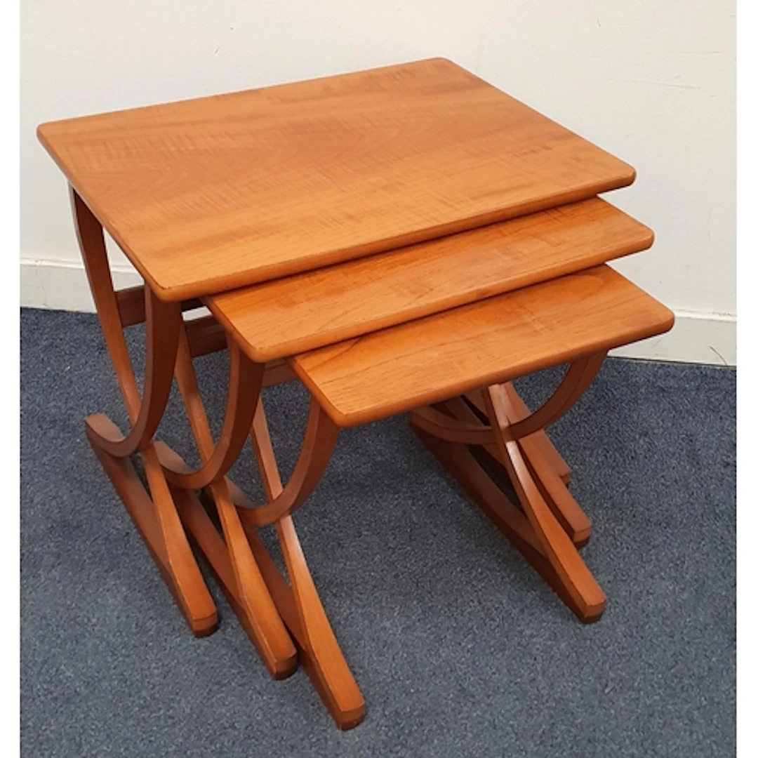 NEST OF THREE MID CENTURY TEAK 'CITADEL' TABLES BY NATHAN ...
