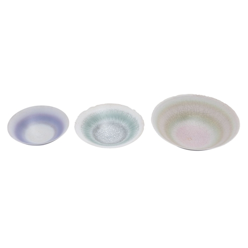 David James White [1934-2011], three porcelain bowls two wit...