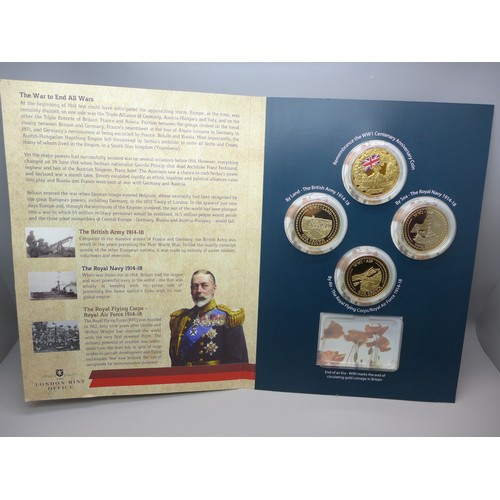 Remembrance, The WWI Centenary Anniversary Coin Set, four me...