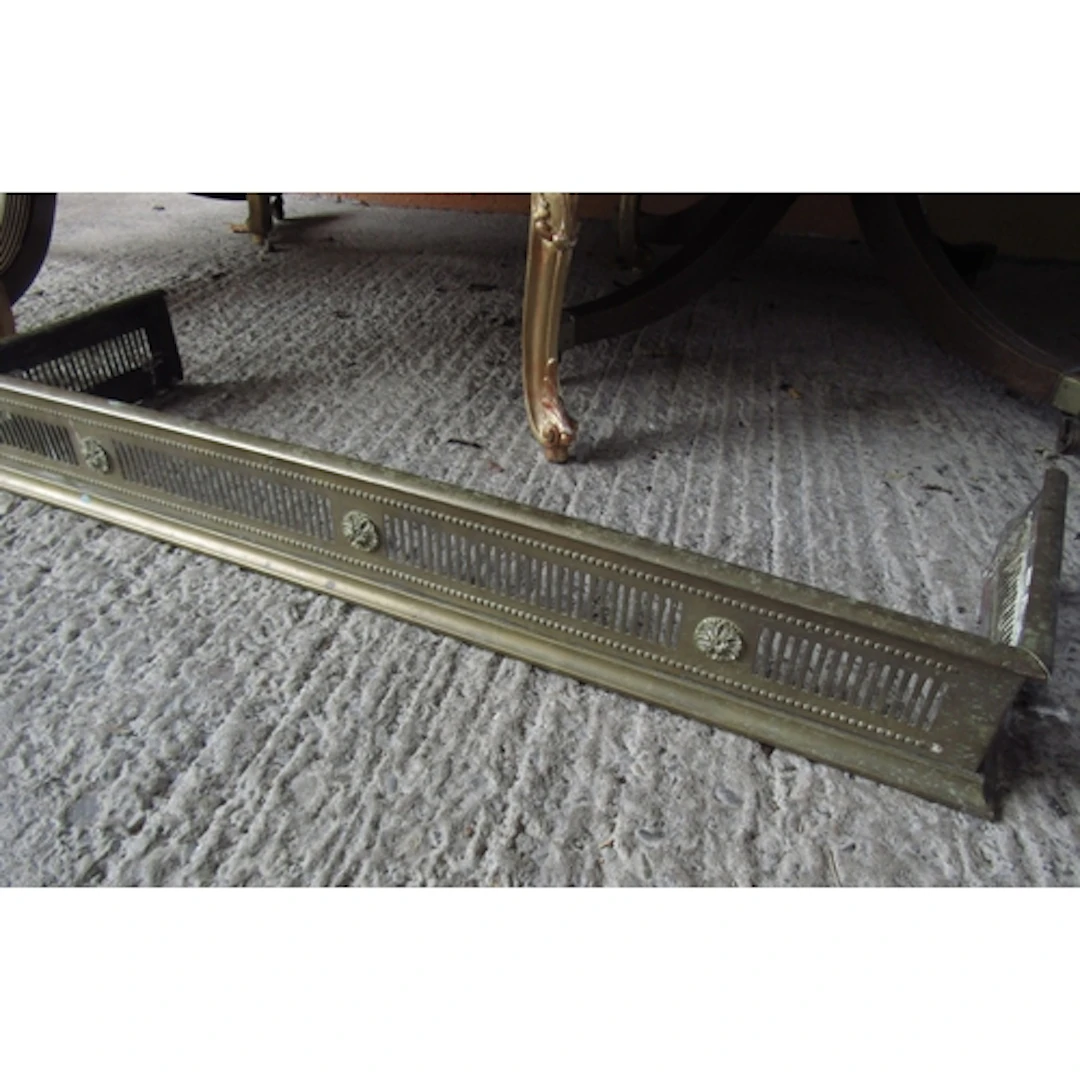 Antique Cast Brass Fire Fender Approximately 4ft Wide