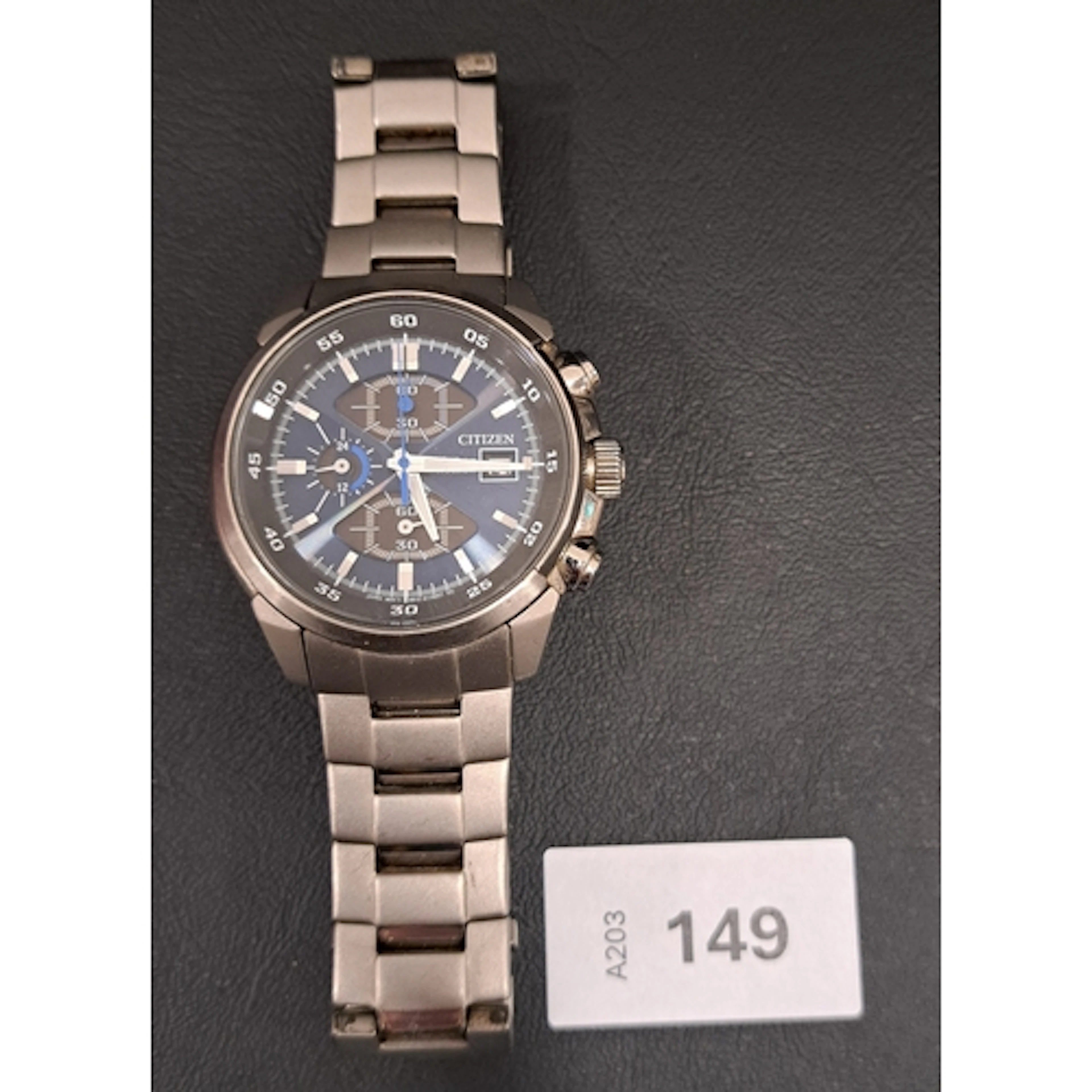 GENTS CITIZEN ECO-DRIVE TITANIUM WRISTWATCH the blue dial wi...