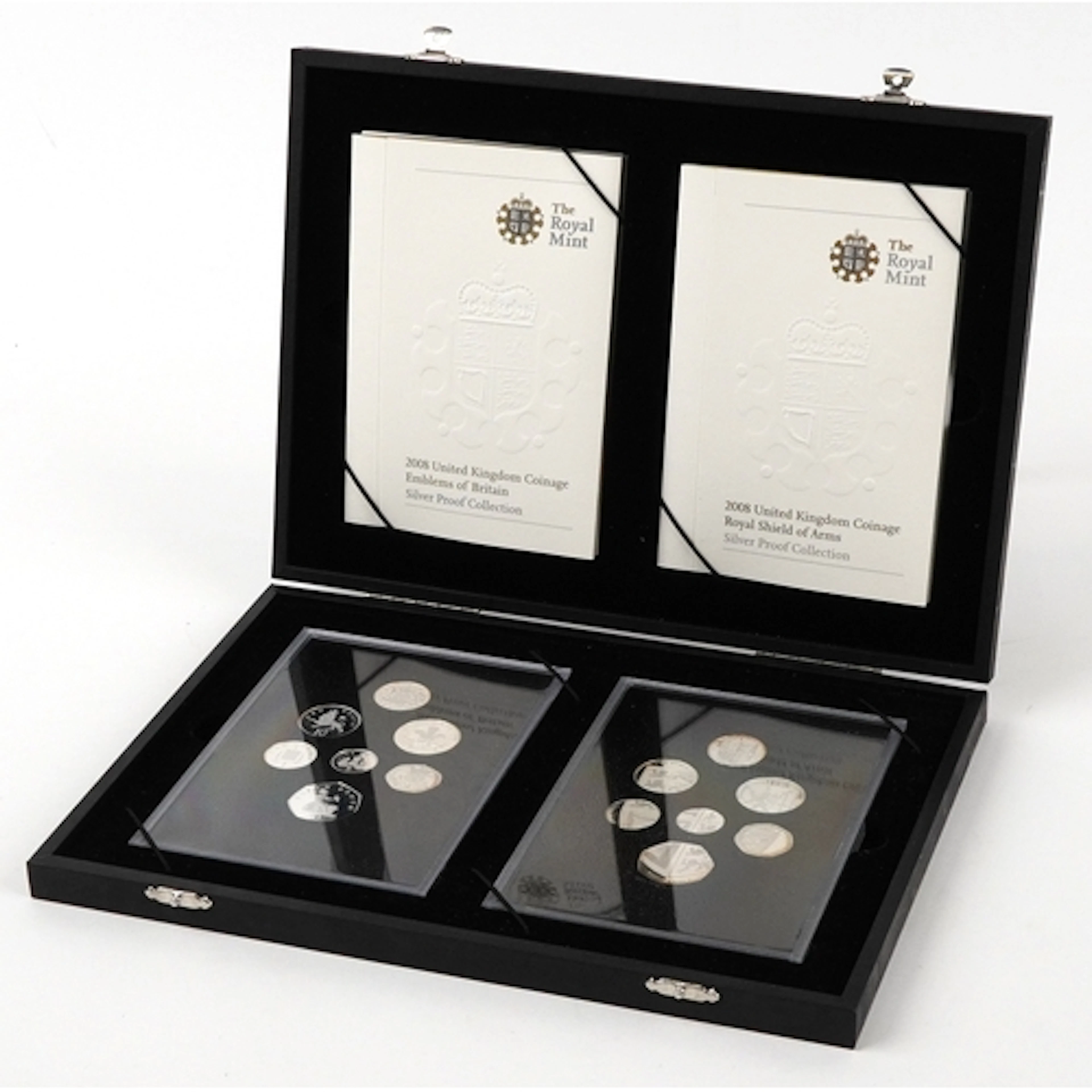 Two 2008 United Kingdom silver proof seven coin sets compris...