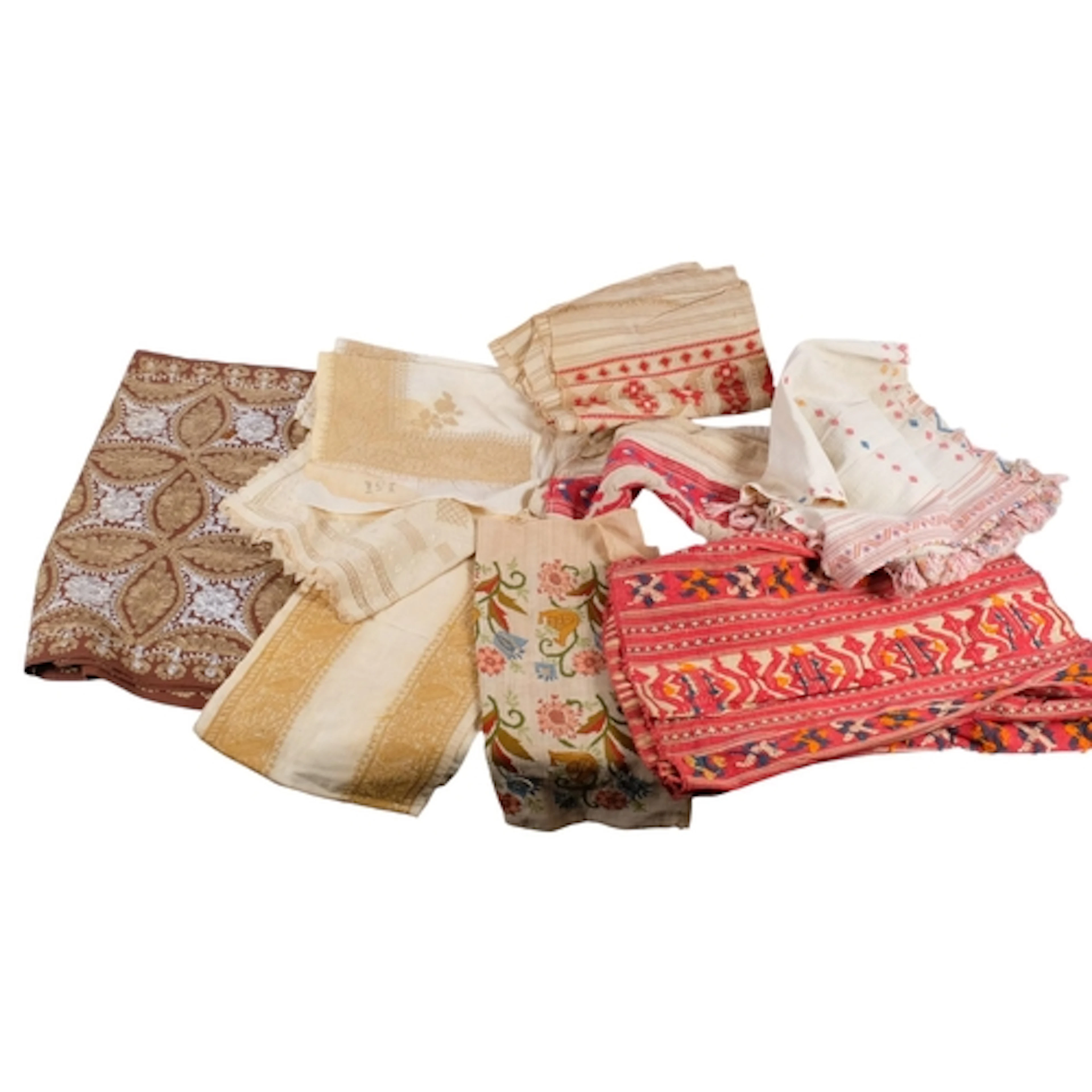 A box of Vintage embroidered textiles