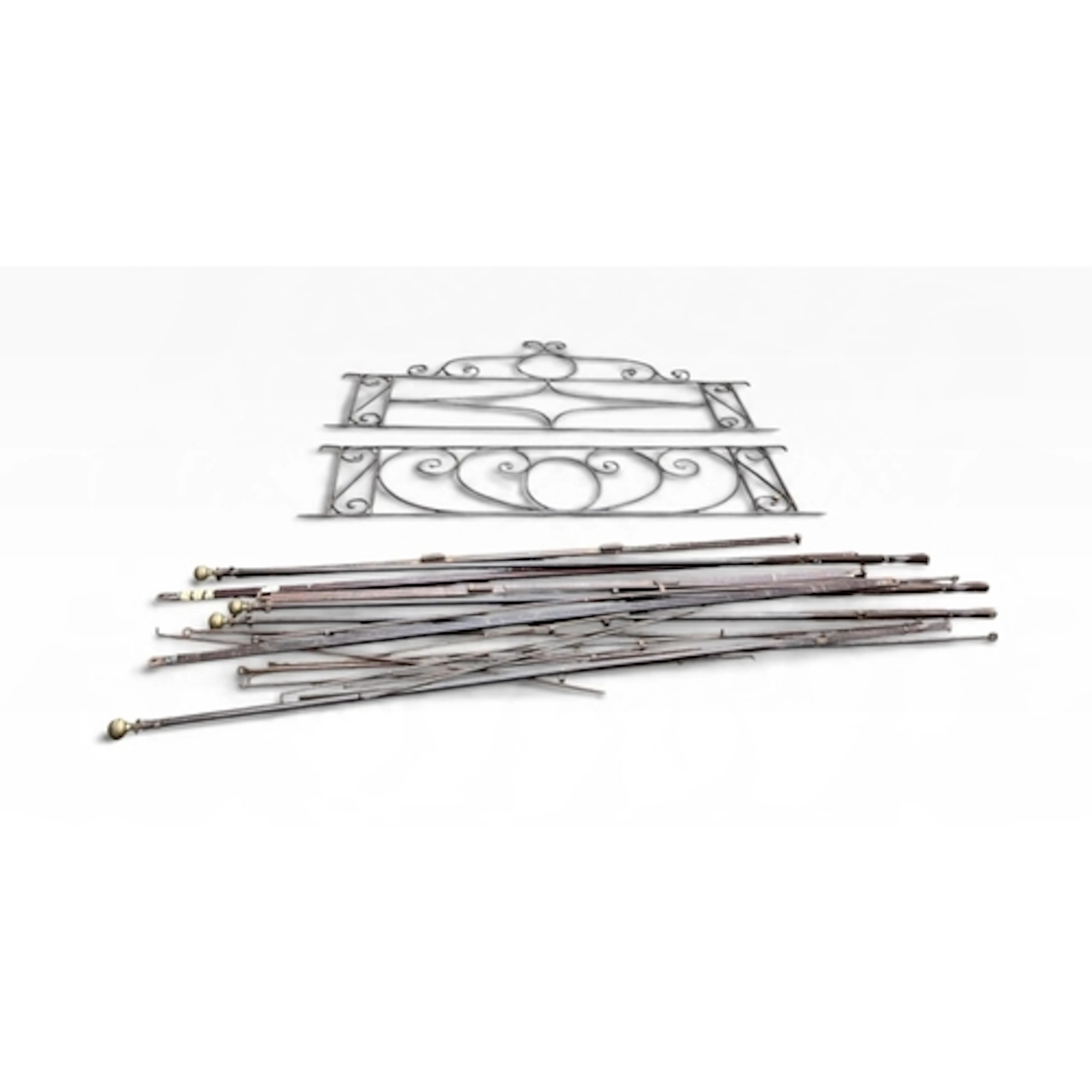 AN ANTIQUE FRENCH WROUGHT IRON BED