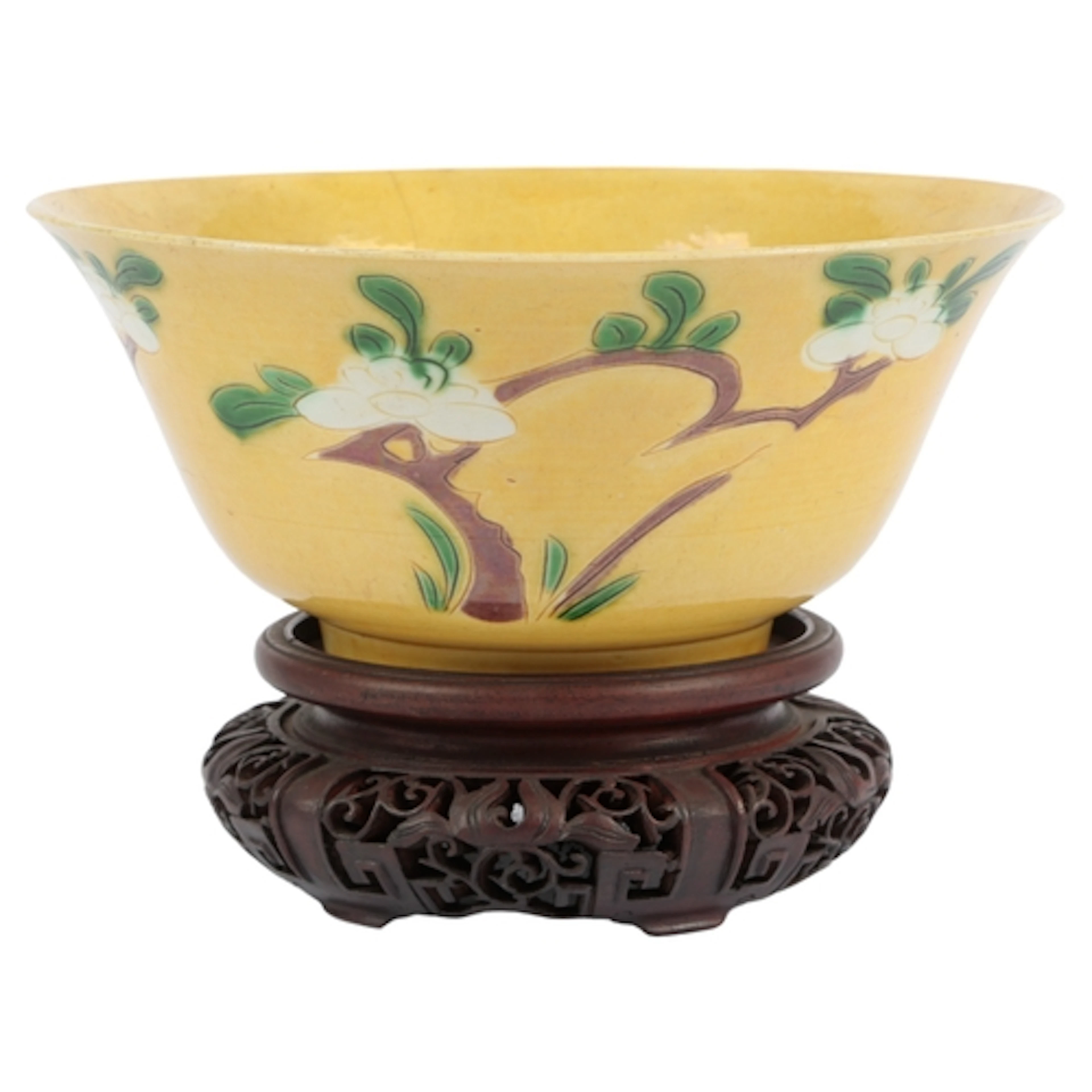 A Chinese enamelled biscuit sancai deep bowl, Kangxi period,...