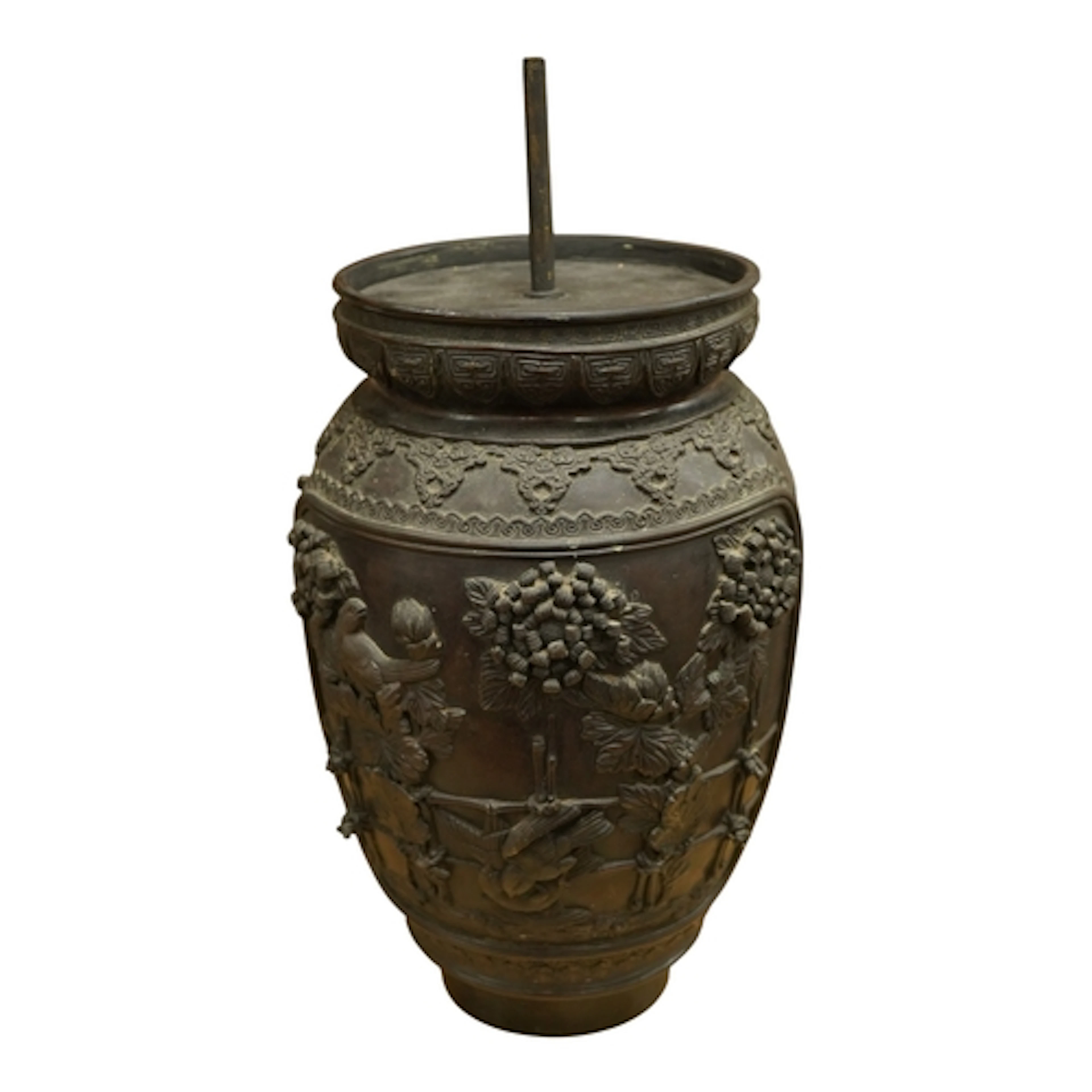 A 19th / 20th century East asian painted metal lamp base, ca...