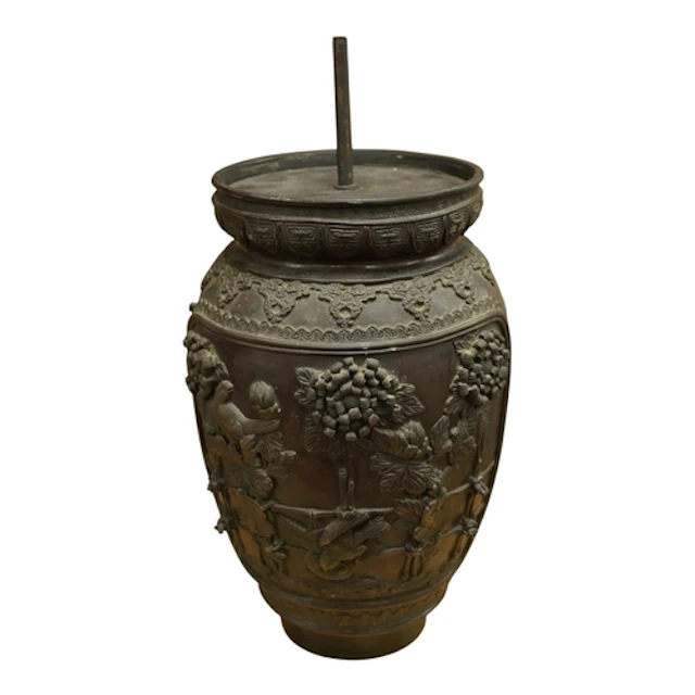 A 19th / 20th century East asian painted metal lamp base, ca...