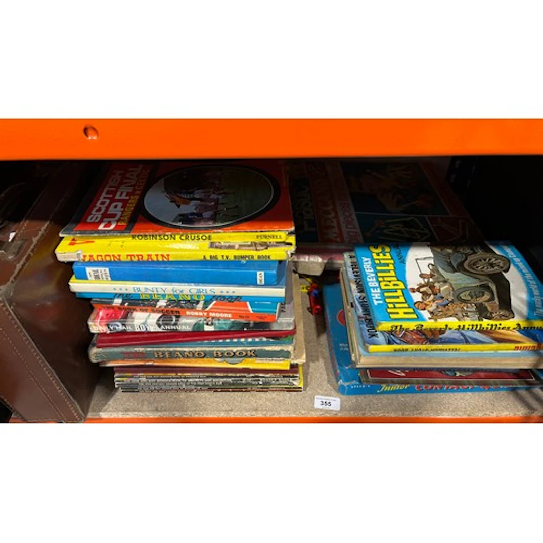 Meccano set, children's books, Dr Who annual, etc.