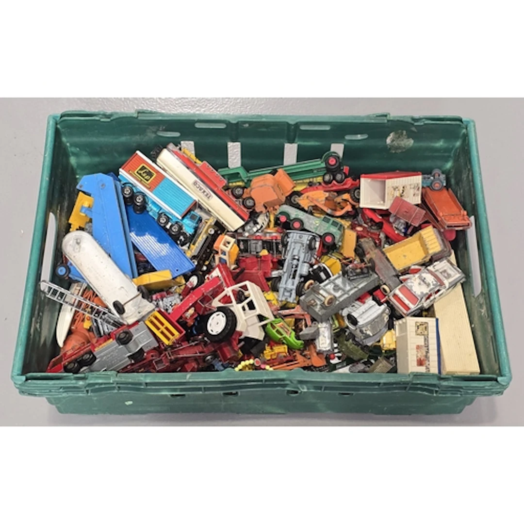 Large plastic crate containing a good quantity of play worn ...