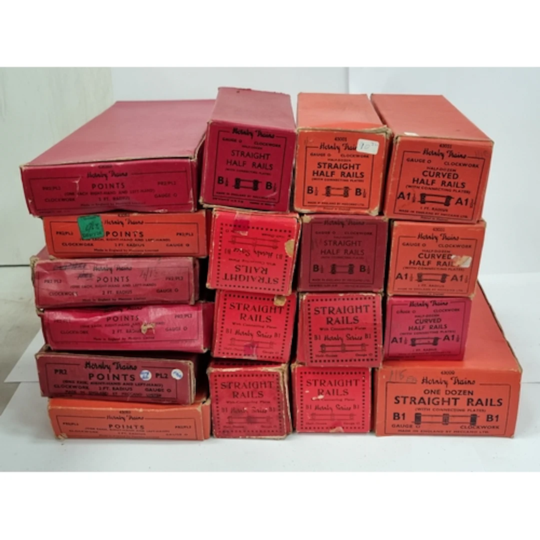 A quantity of boxed Hornby 0 gauge clockwork Track comprisin...