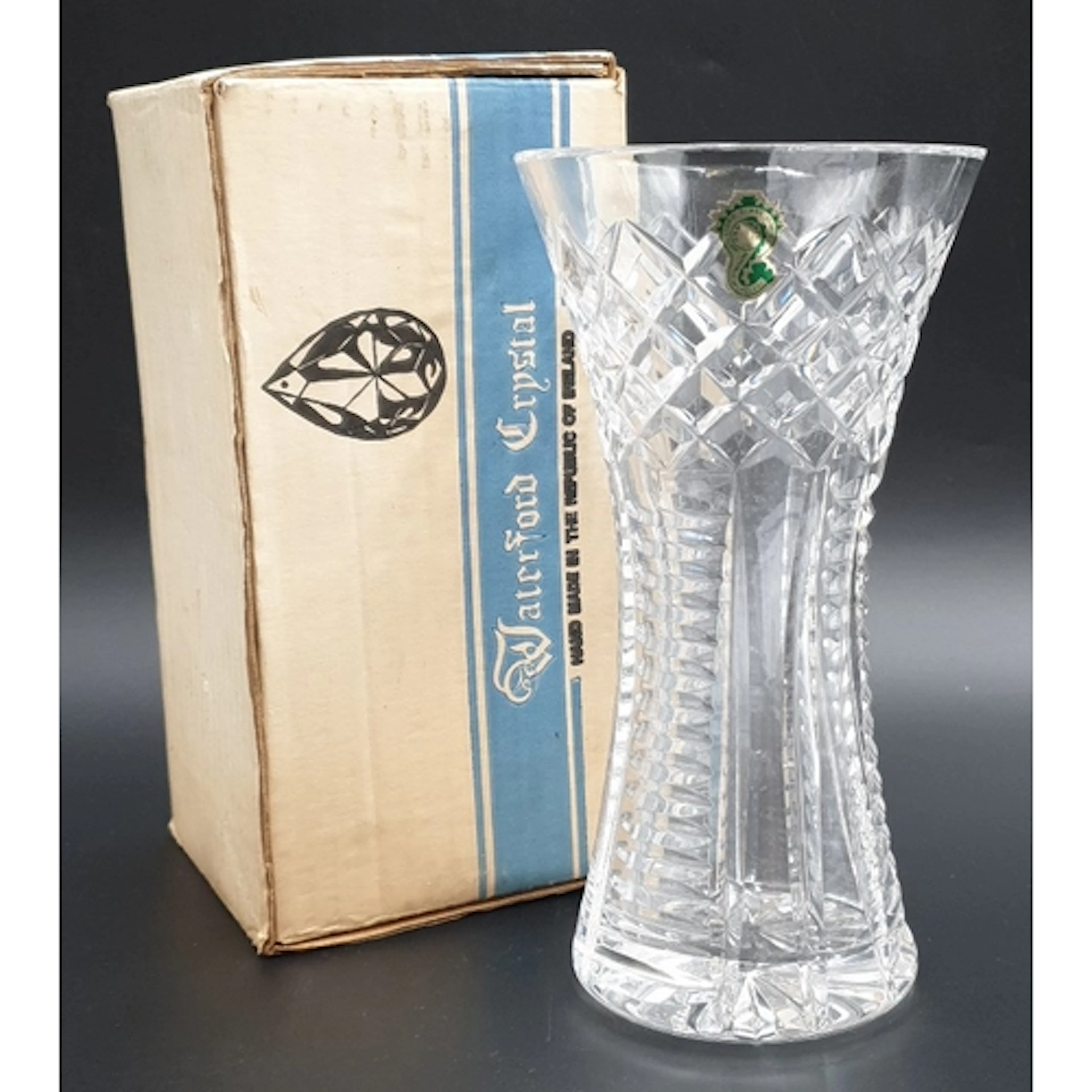 Waterford crystal cut-glass vase, with original box, H: 20cm...