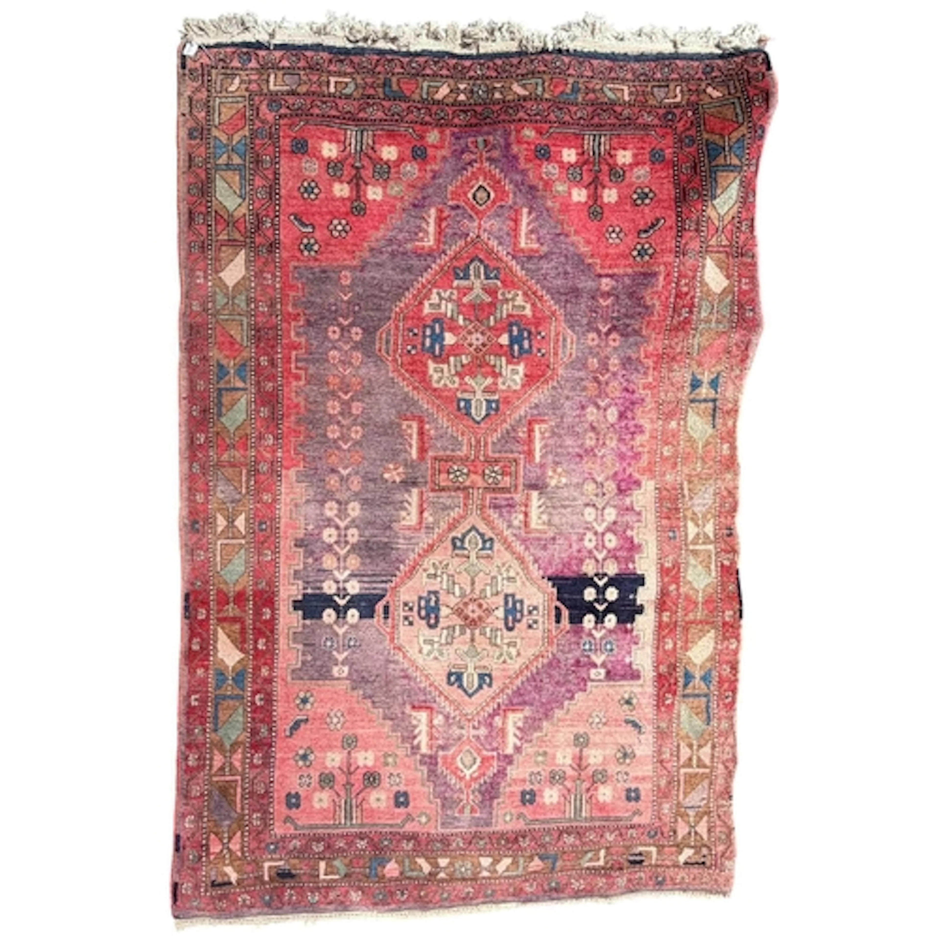 A large early 20th-century Caucasian floor carpet rug. The r...