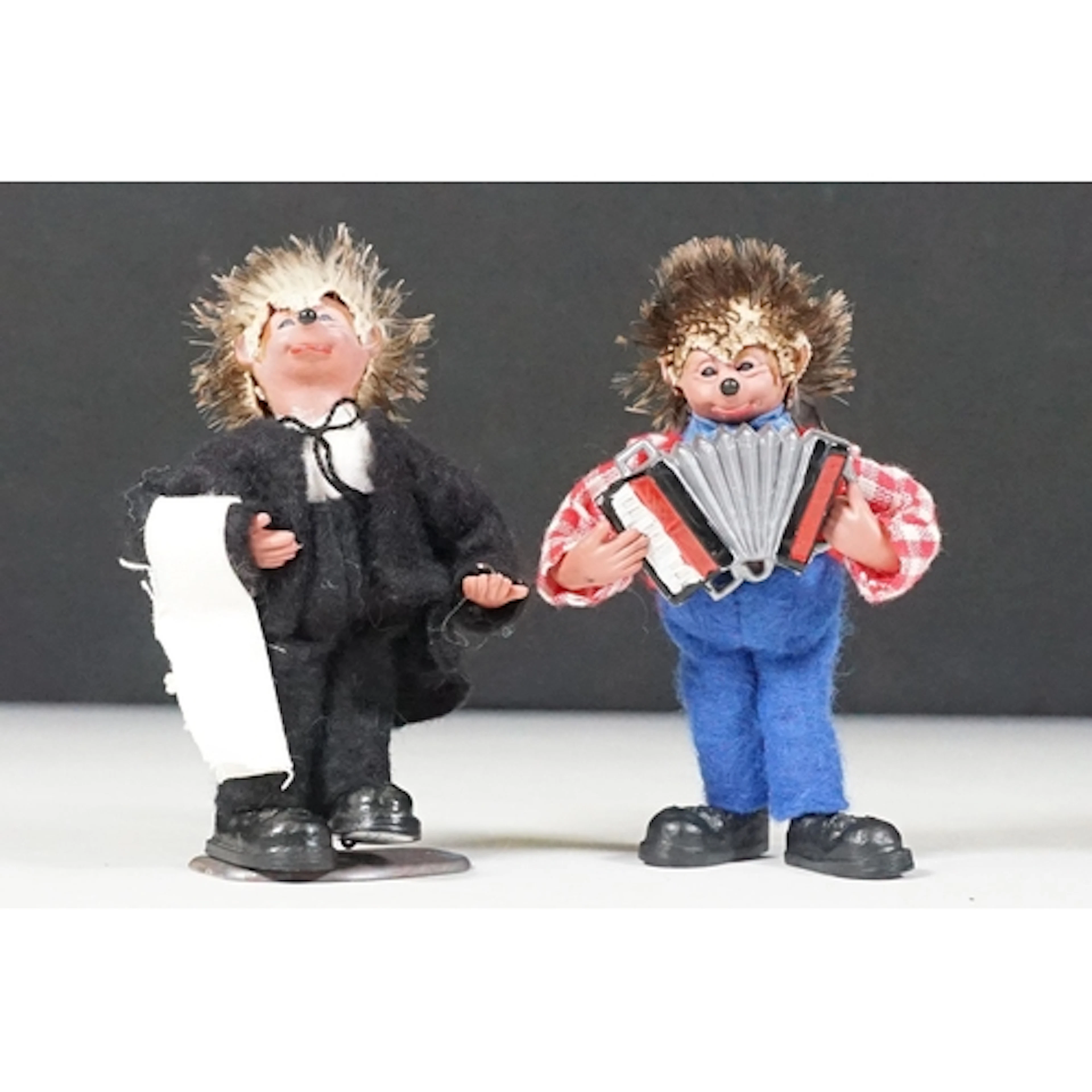 Two Steiff Peter-Figuren Mecki hedgehogs in the form of an a...