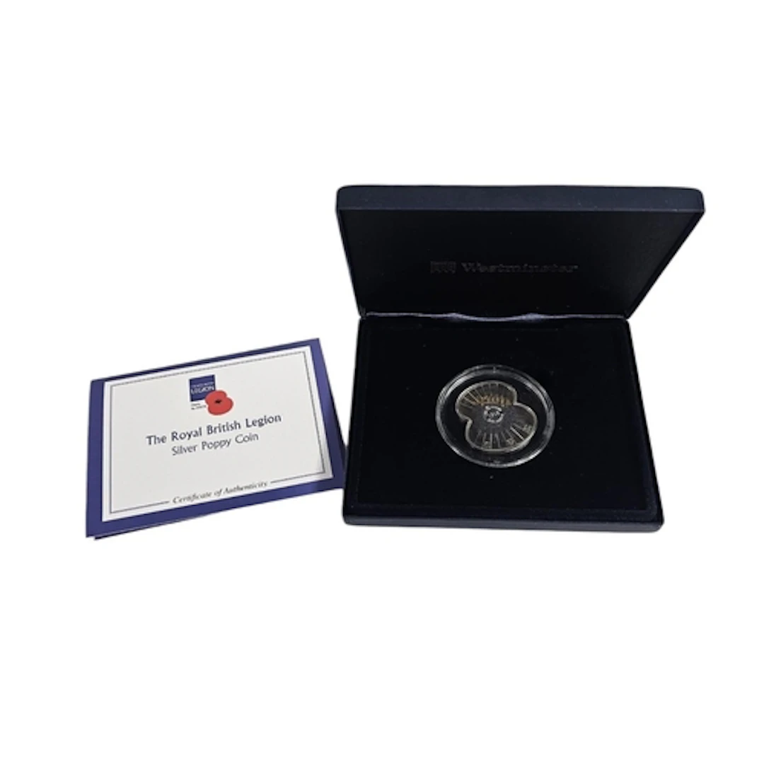 THE ROYAL BRITISH LEGION COMMEMORATIVE SILVER PROOF FIVE POU...
