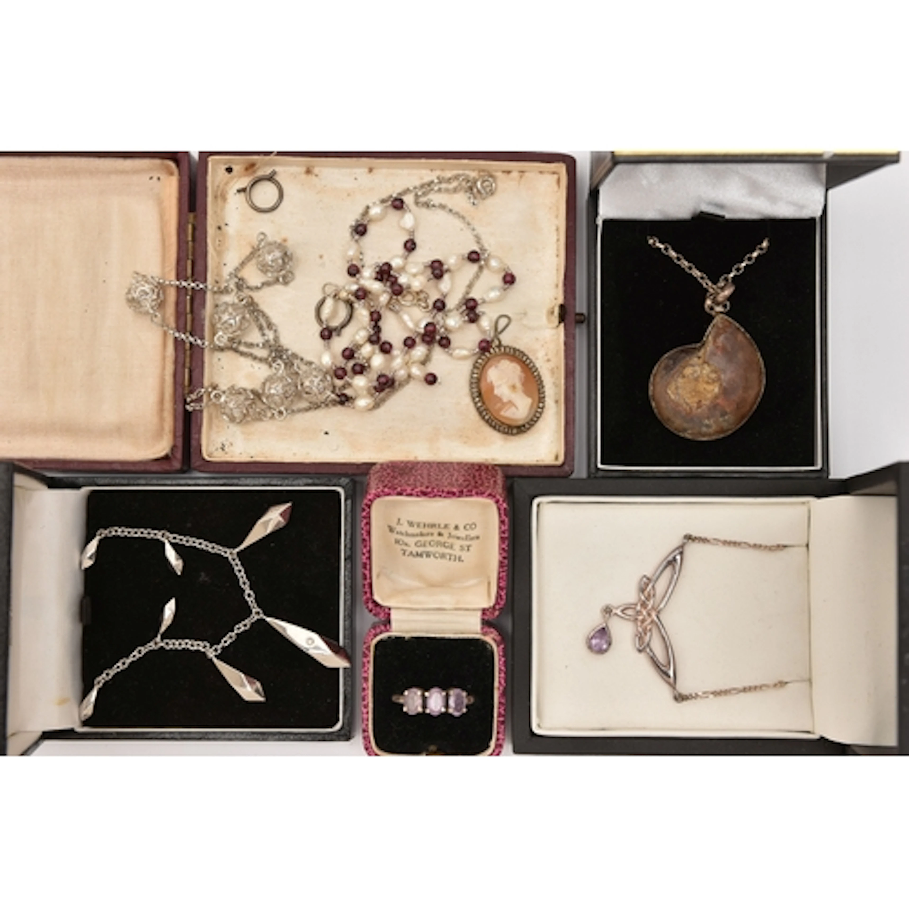 ASSORTED JEWELLERY, to include a boxed white metal and ameth...