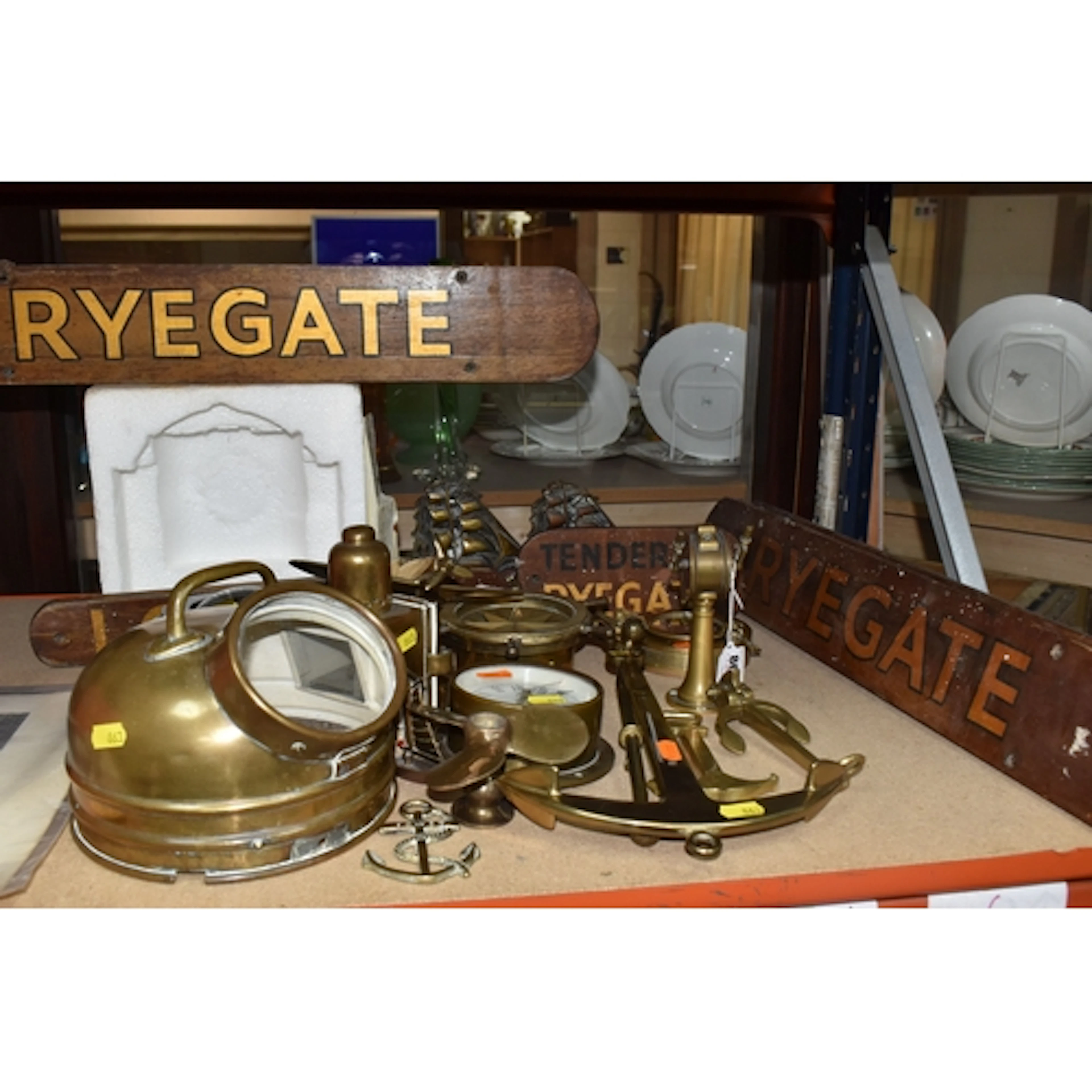 A COLLECTION OF SHIP RELATED VINTAGE ITEMS to include five w...