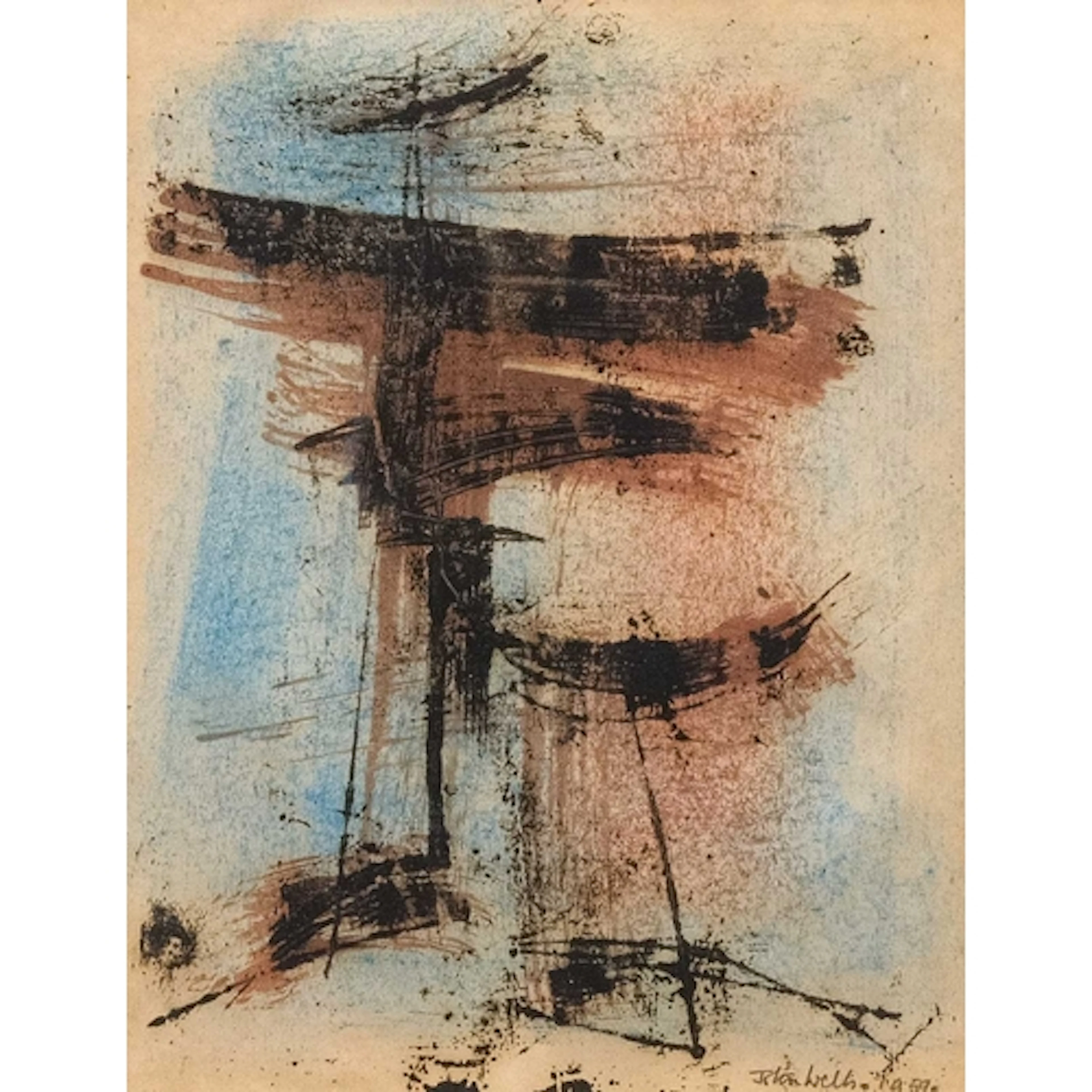 § John WELLS (1907-2000) Untitled (1959) Mixed media on pape...