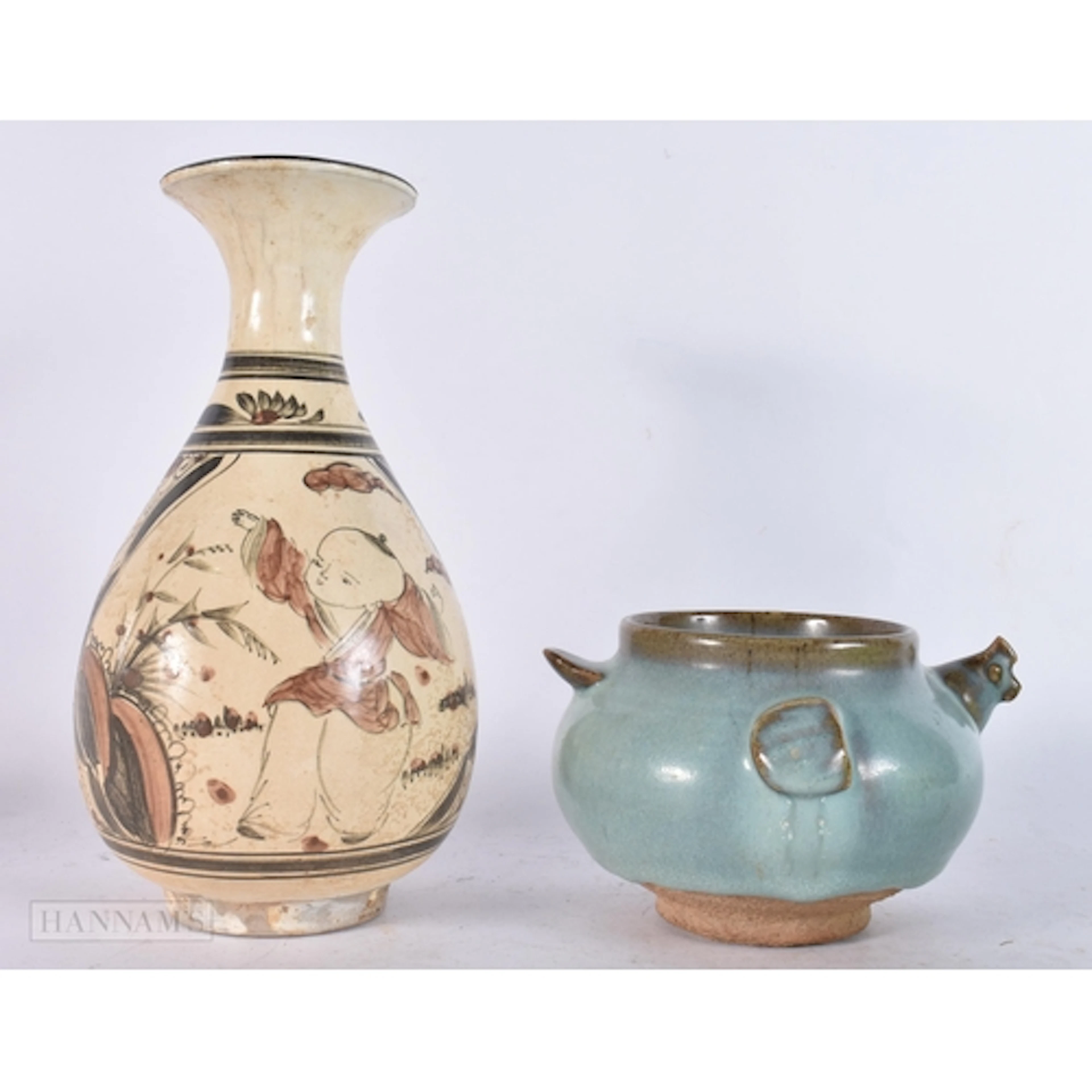 A CHINESE CIZHOU-WARE POTTERY FIGURAL VASE possibly Ming, to...